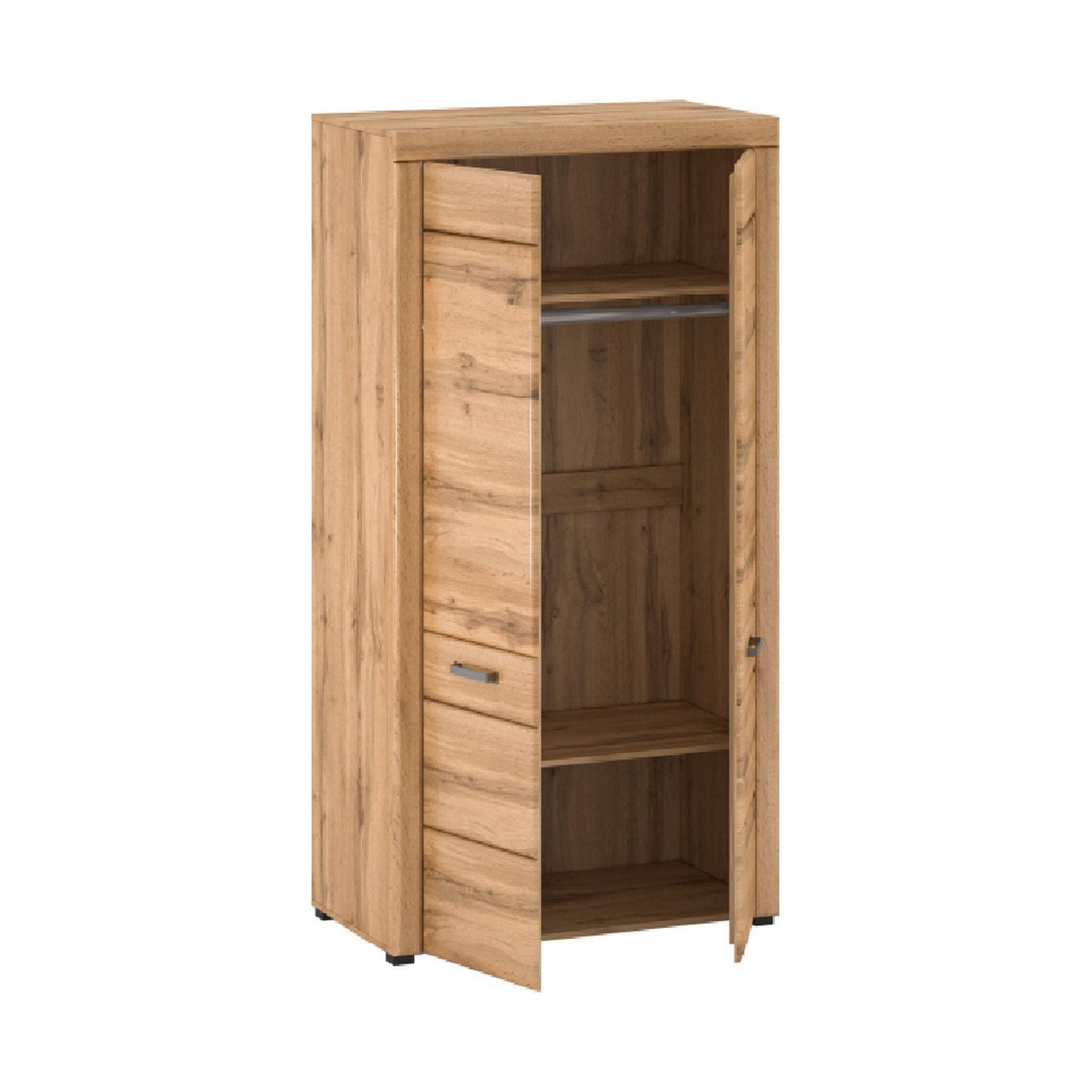 Dulap PUSAN F, stejar, PAL laminat, cu 2 usi, 100x56x193 cm