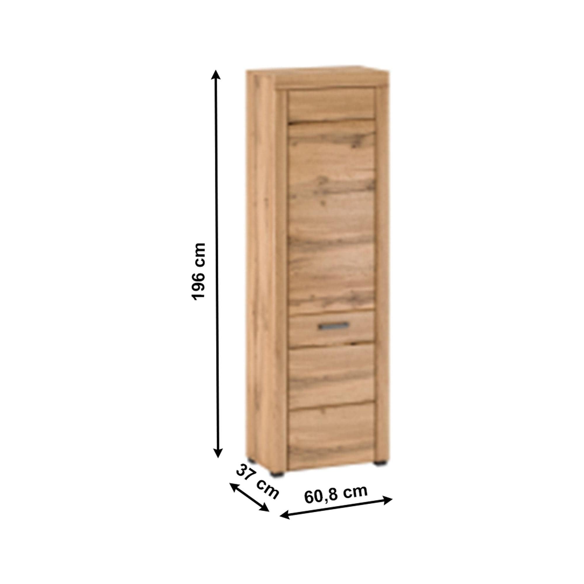 Dulap PUSAN V, stejar, cu o usa, 61x37x196 cm