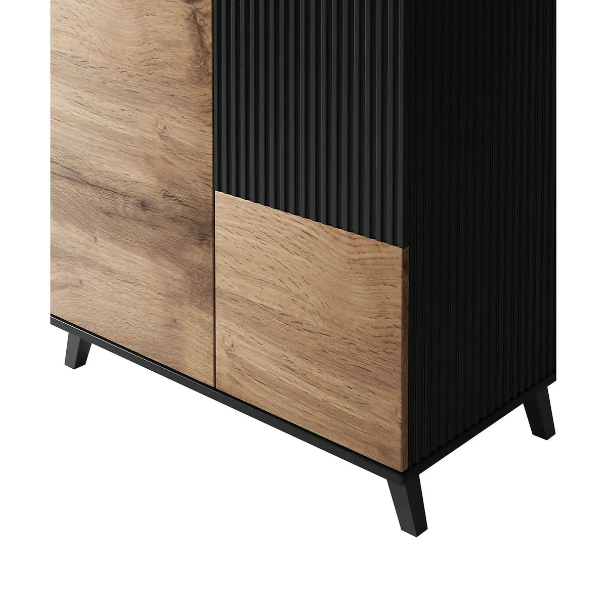 Dulap RANDOM, stejar wotan/negru, PAL furniruit, cu 2 usi, 90x55x182 cm