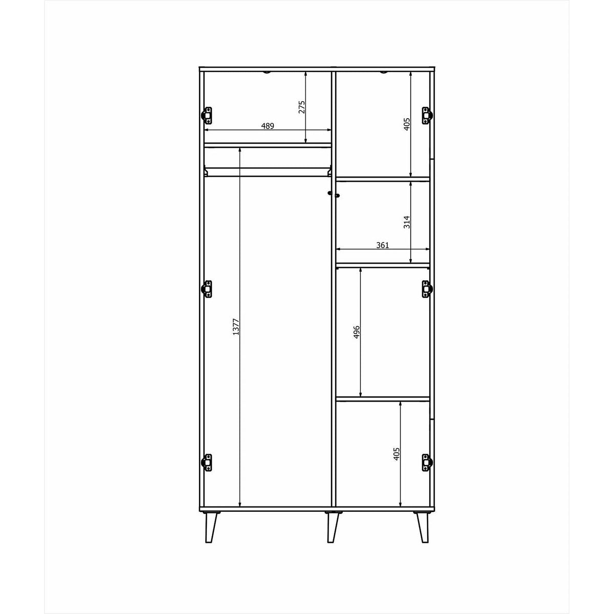 Dulap RANDOM, stejar wotan/negru, PAL furniruit, cu 2 usi, 90x55x182 cm