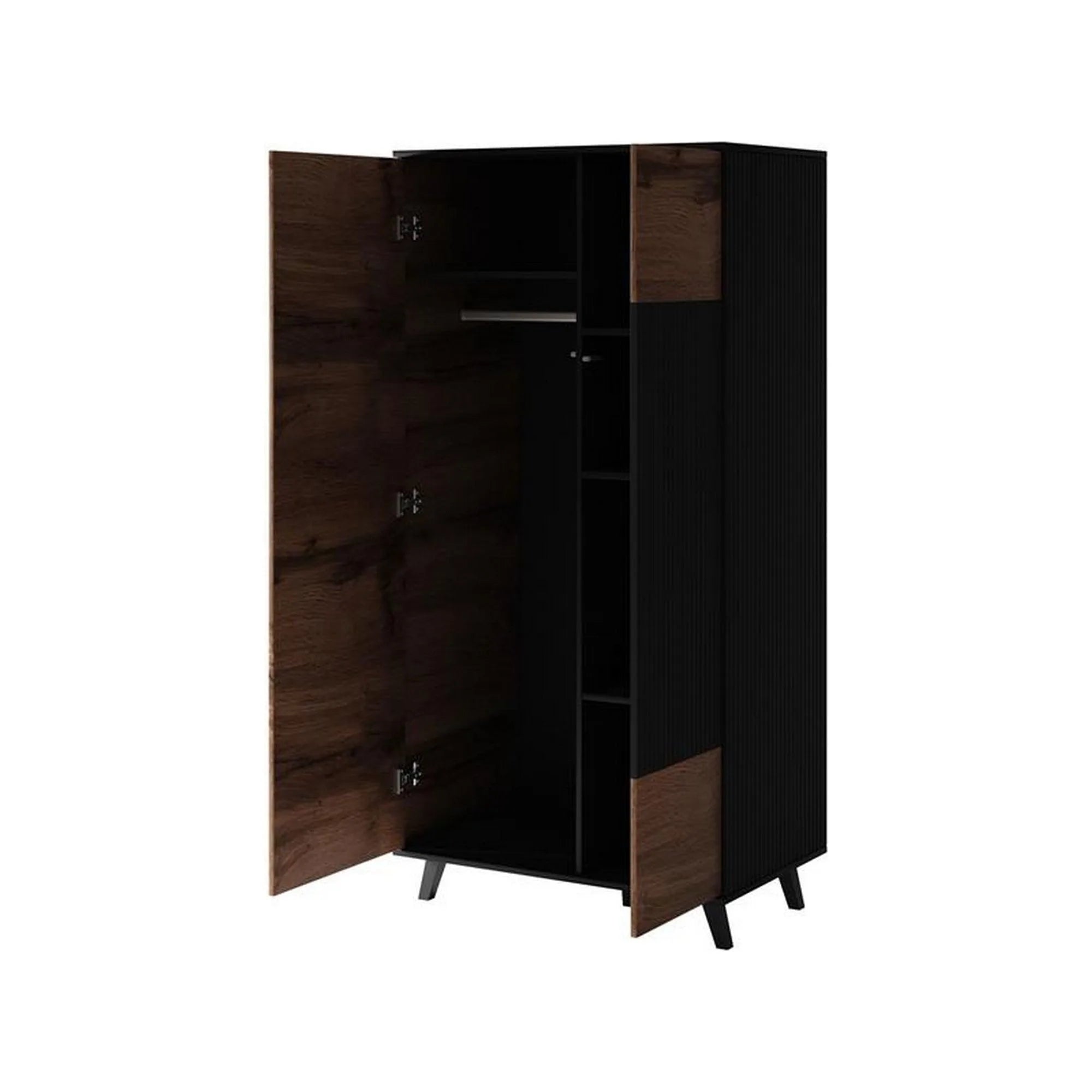 Dulap RANDOM, stejar wotan/negru, PAL furniruit, cu 2 usi, 90x55x182 cm