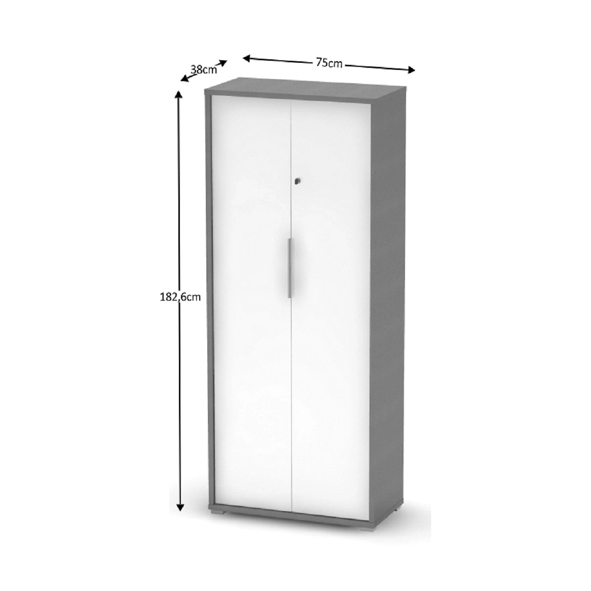 Dulap RIOMA NEW TIPUL 31, gri grafit/alb, DTD laminat, cu 2 usi, 75x38x183 cm