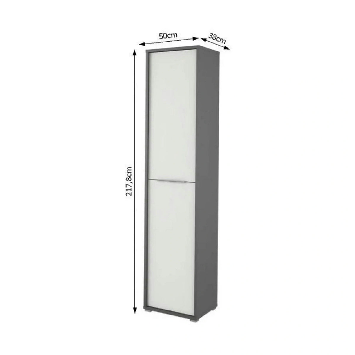 Dulap RIOMA NEW TYP 06, gri grafit/alb, DTD laminat, cu 2 usi, 50x38x218 cm
