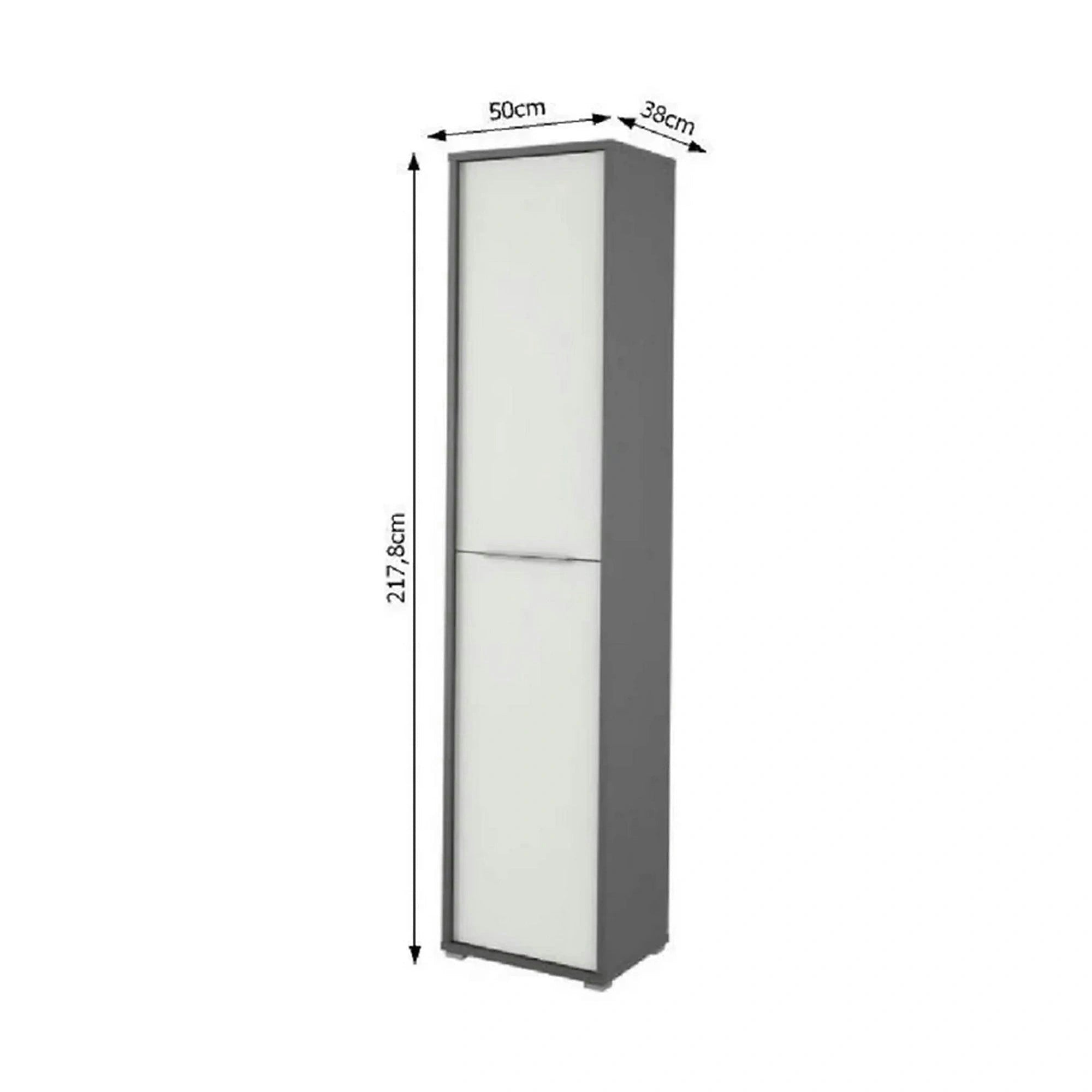 Dulap RIOMA NEW TYP 06, gri grafit/alb, DTD laminat, cu 2 usi, 50x38x218 cm