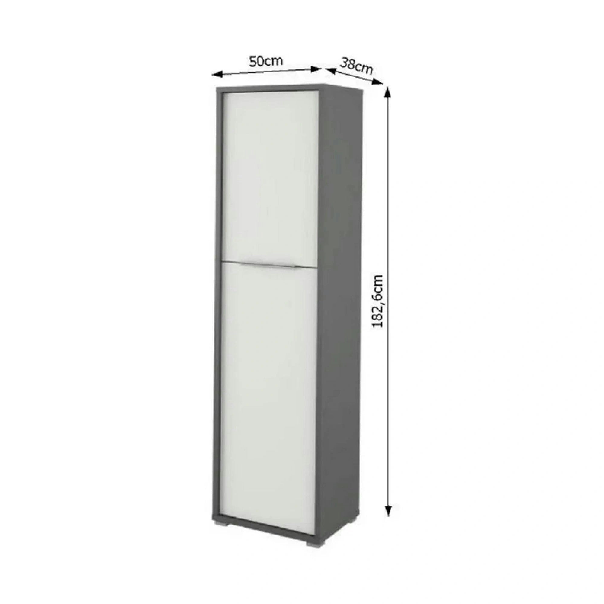 Dulap RIOMA NEW TYP 08, gri grafit/alb, DTD laminat, cu 2 usi, 50x38x183 cm