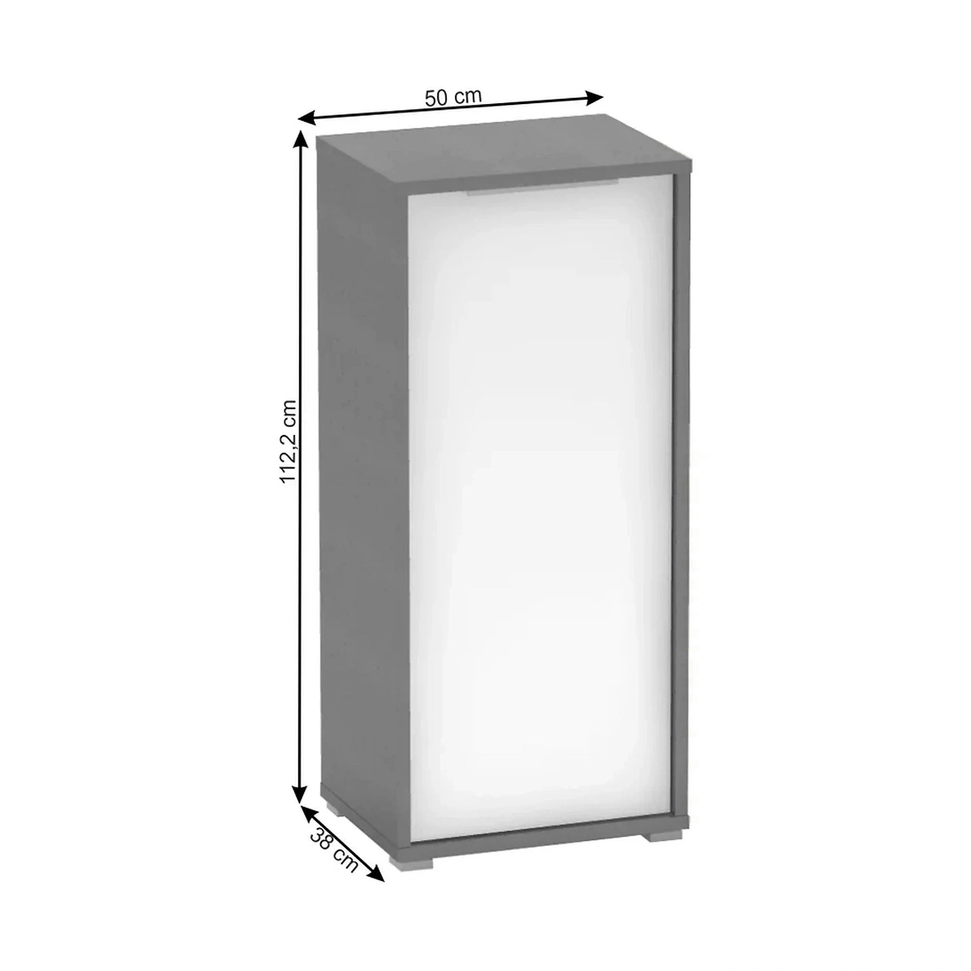 Dulap RIOMA NEW TYP 10, gri grafit/alb, DTD laminat, cu o usa, 50x38x112 cm