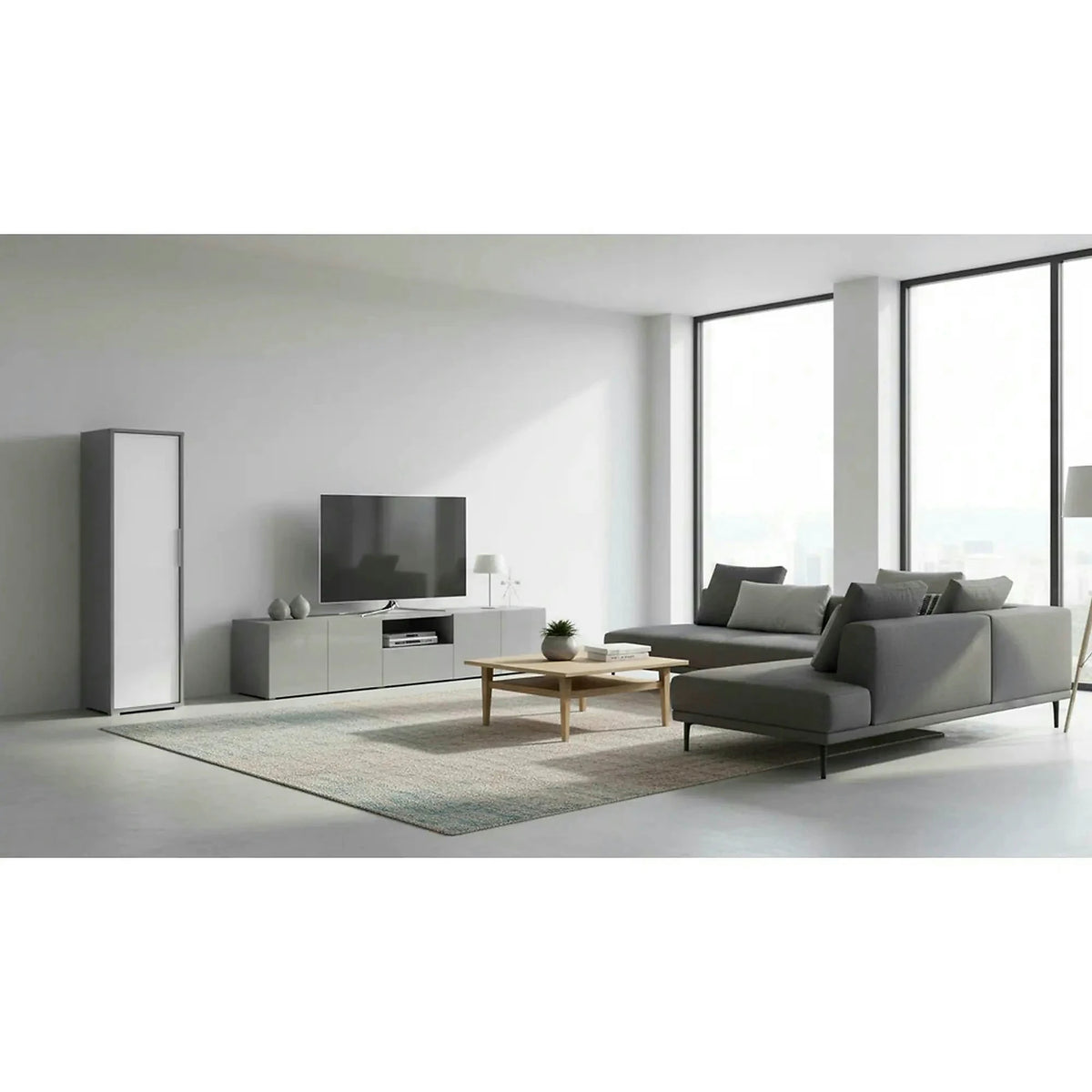 Dulap RIOMA NEW TYP 20, gri grafit/alb, DTD laminat, cu o usa, 50x55x183 cm