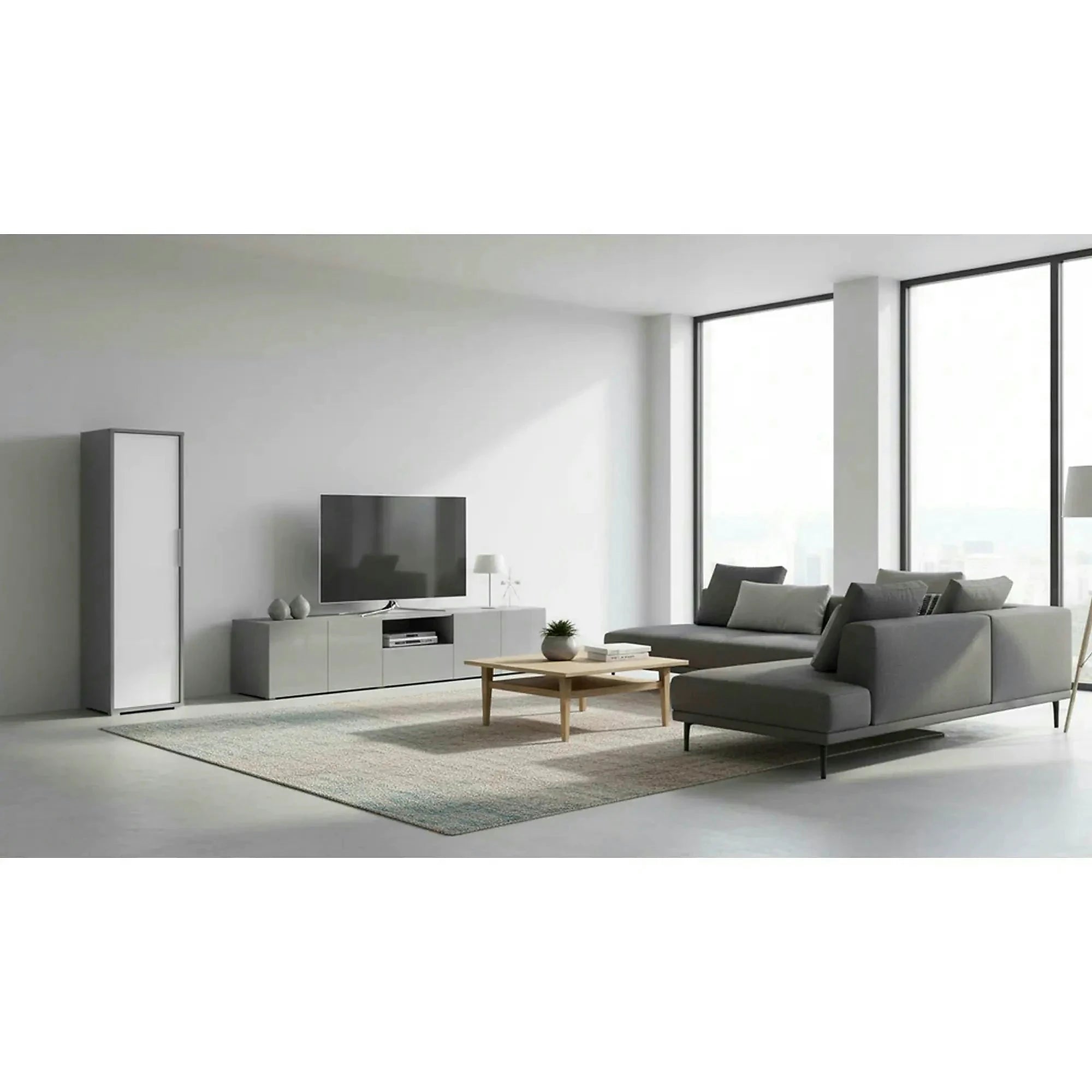 Dulap RIOMA NEW TYP 20, gri grafit/alb, DTD laminat, cu o usa, 50x55x183 cm