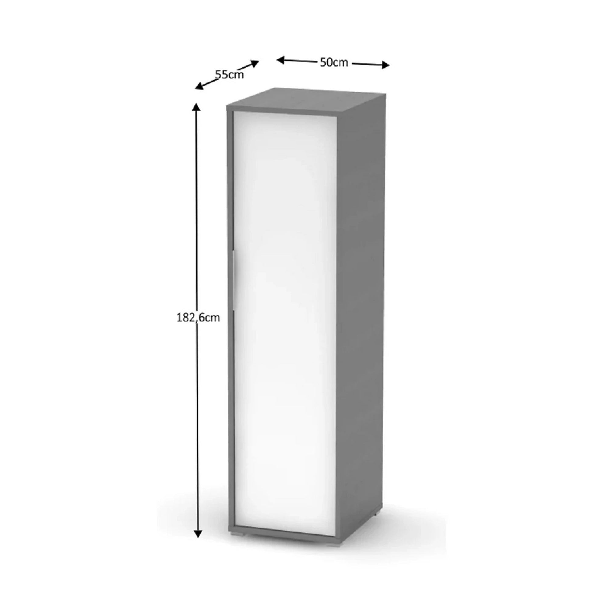 Dulap RIOMA NEW TYP 20, gri grafit/alb, DTD laminat, cu o usa, 50x55x183 cm