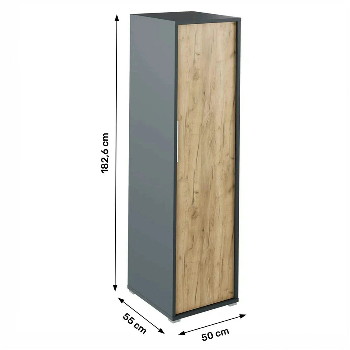 Dulap RIOMA NEW TYP 20, gri grafit/stejar artisan, DTD laminat, cu o usa, 50x55x183 cm