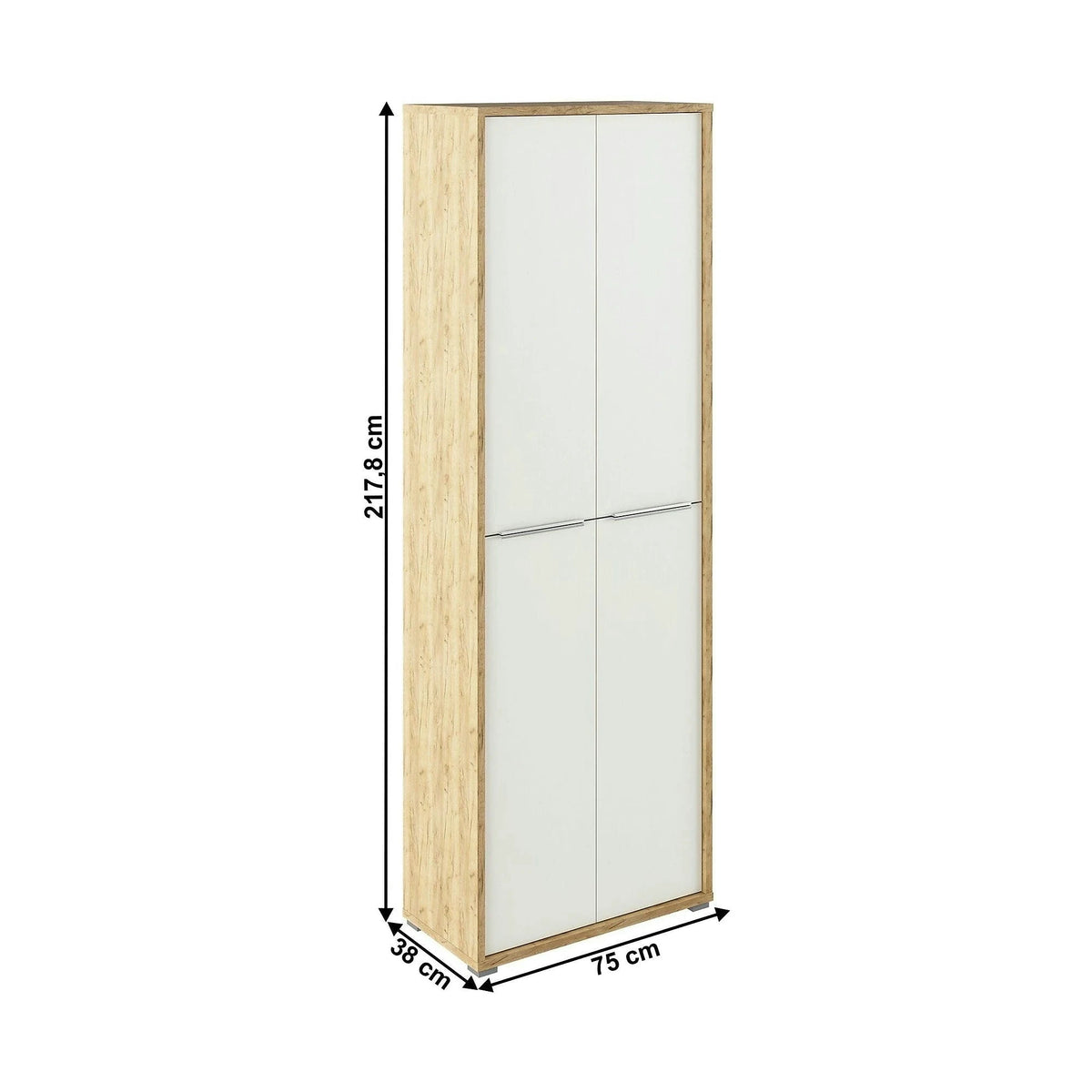 Dulap RIOMA TIP 05, stejar artisan/alb, DTD laminat, cu 4 usi, 75x38x218 cm