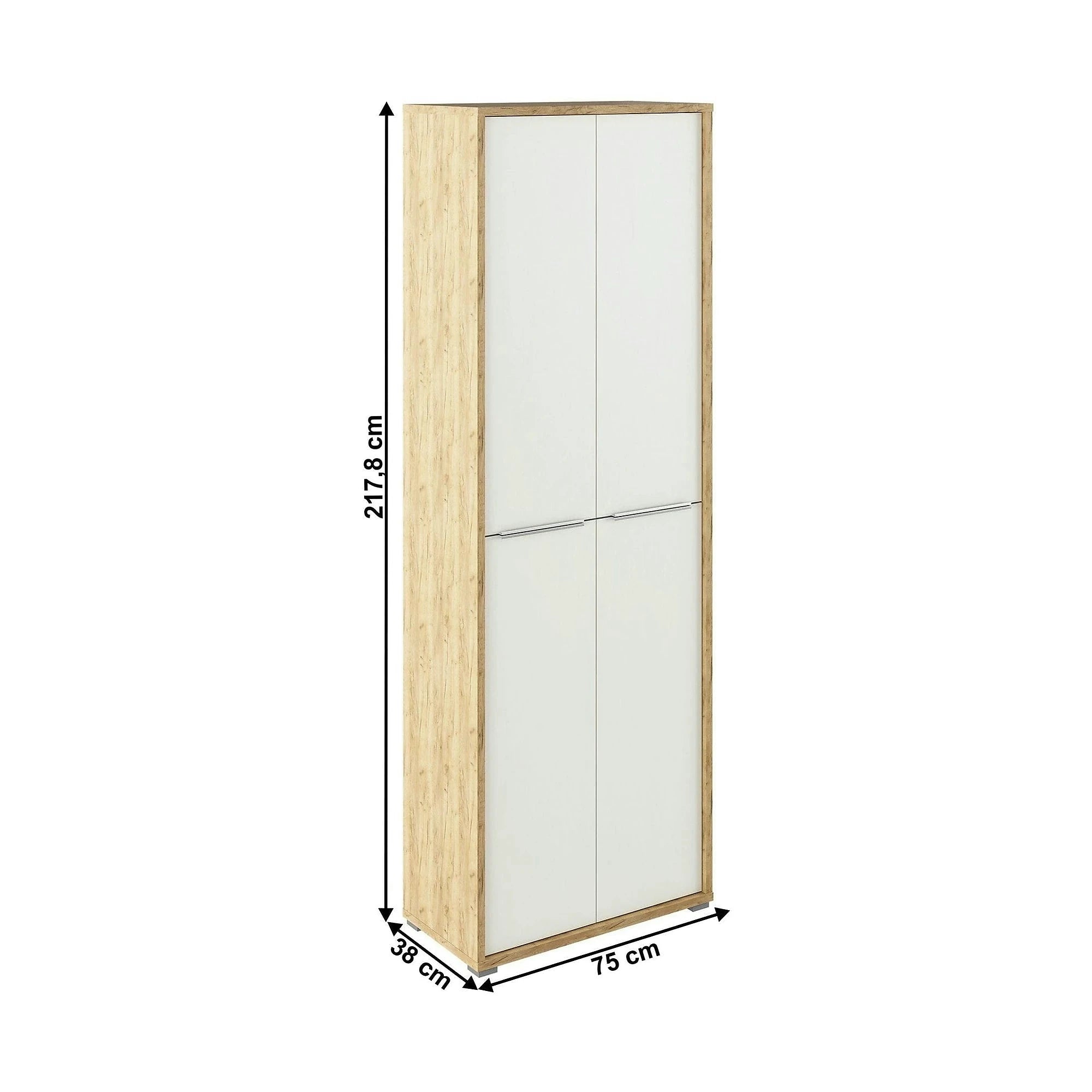 Dulap RIOMA TIP 05, stejar artisan/alb, DTD laminat, cu 4 usi, 75x38x218 cm