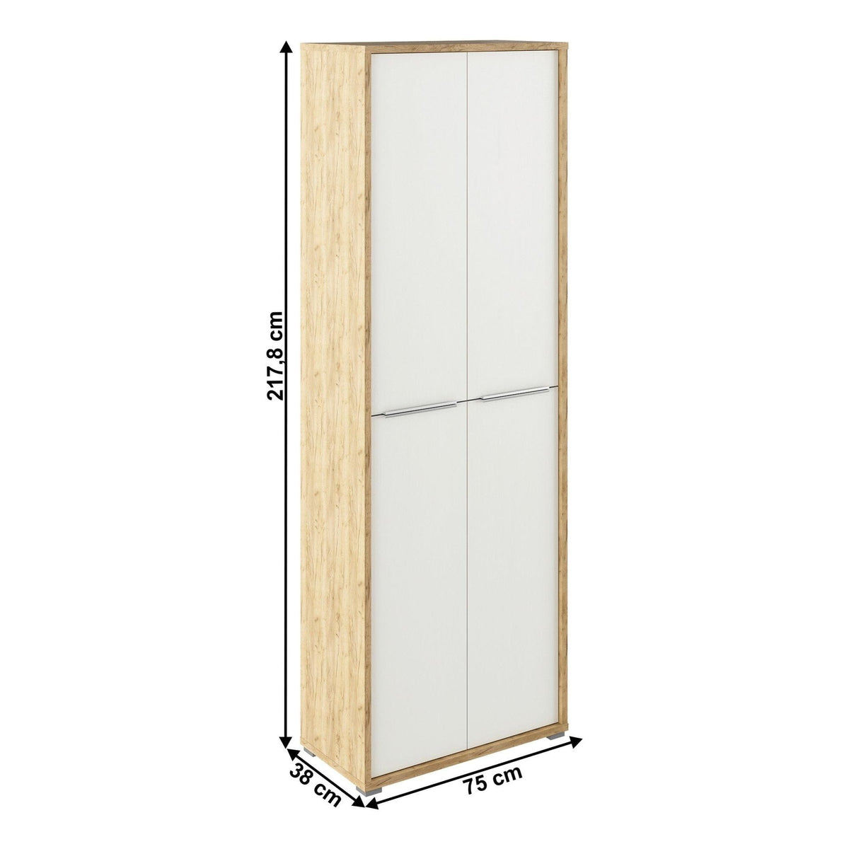 Dulap RIOMA TIP 05, stejar artisan/alb, DTD laminat, cu 4 usi, 75x38x218 cm
