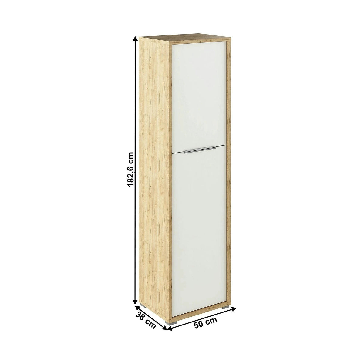 Dulap RIOMA TYP 08, stejar artisan/alb, DTD laminat, cu 2 usi, 50x38x183 cm