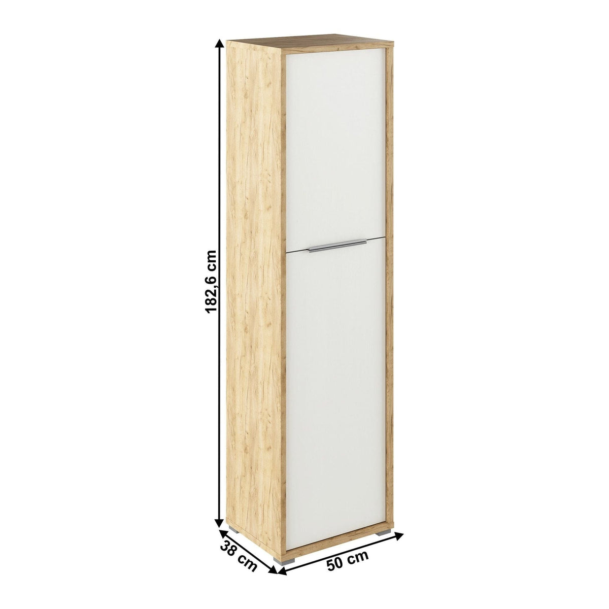Dulap RIOMA TYP 08, stejar artisan/alb, DTD laminat, cu 2 usi, 50x38x183 cm