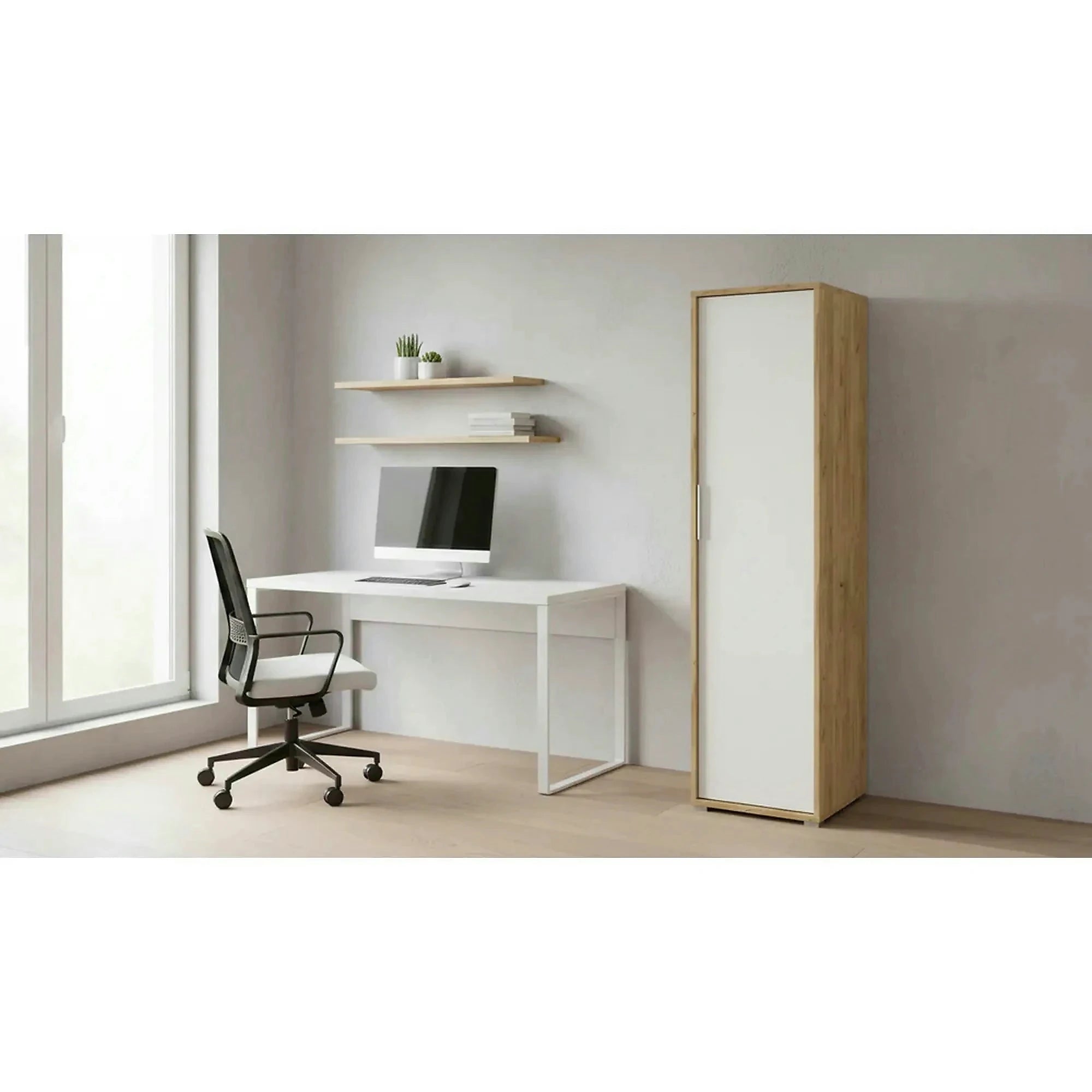 Dulap RIOMA TYP 20, stejar artisan/alb, DTD laminat, cu o usa, 50x55x183 cm