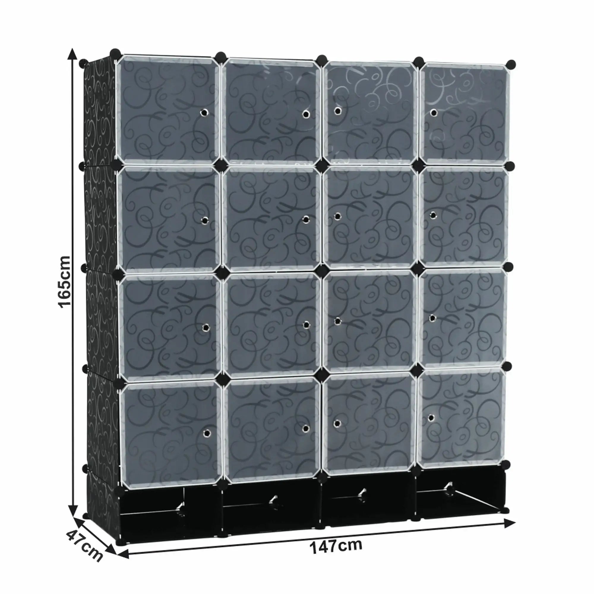 Dulap RODAN TYPE 2, negru/alb, plastic/metal, 147x47x165 cm