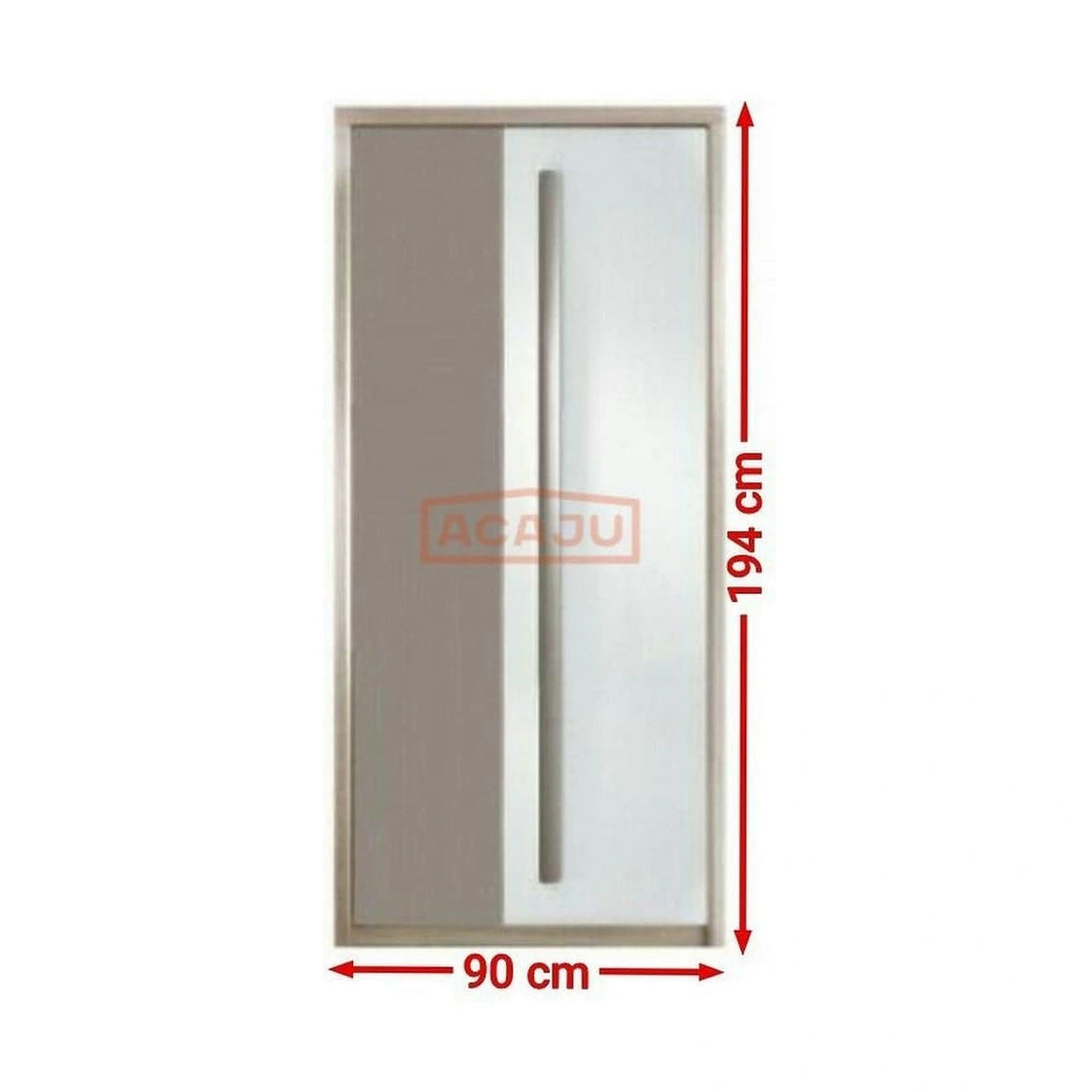 Dulap ROMA 1, stejar/alb lucios/gri mat, PAL laminat/insertii PVC, cu 2 usi, 90x53x194 cm