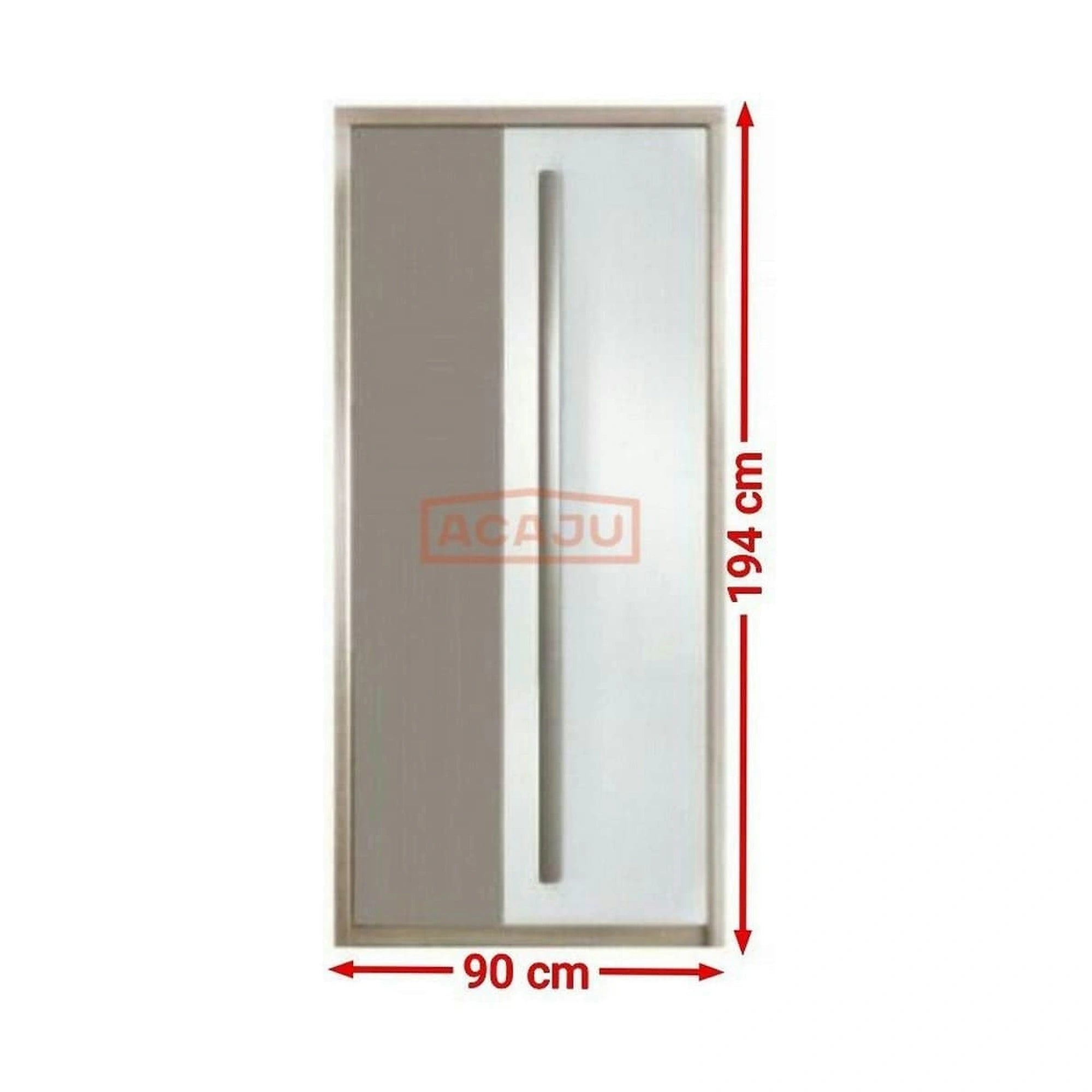 Dulap ROMA 1, stejar/alb lucios/gri mat, PAL laminat/insertii PVC, cu 2 usi, 90x53x194 cm