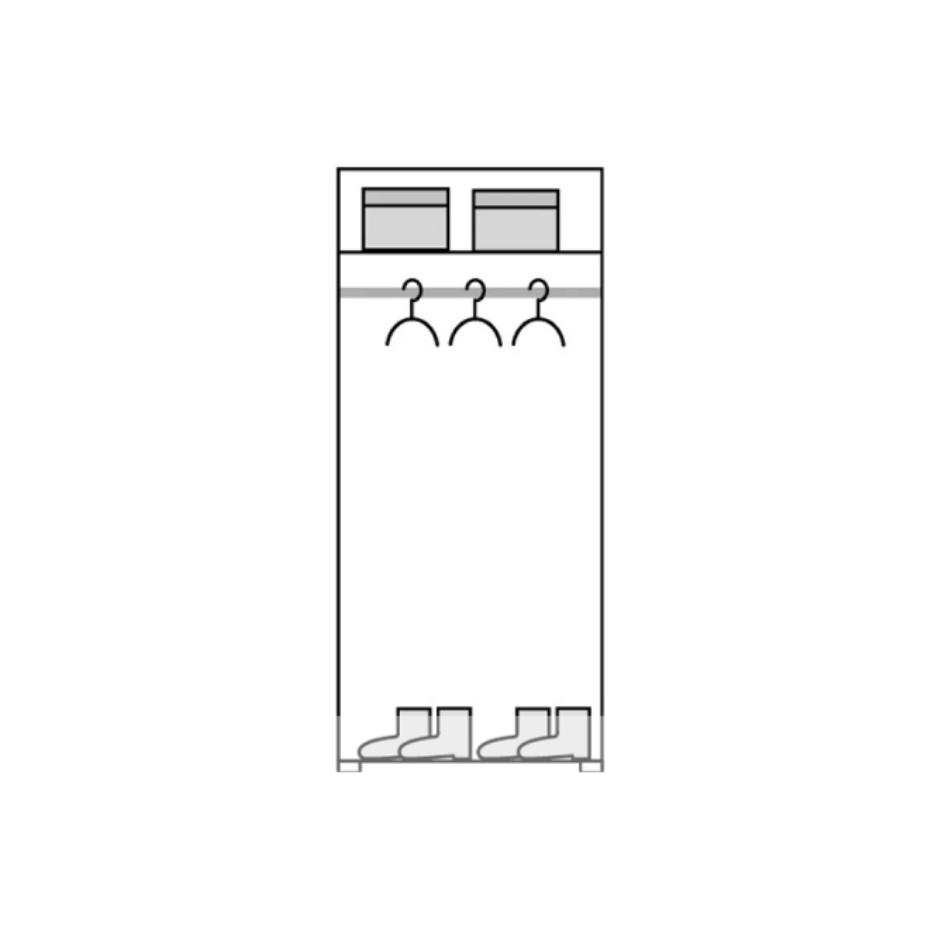Dulap ROMA 1, stejar/alb lucios/gri mat, PAL laminat/insertii PVC, cu 2 usi, 90x53x194 cm