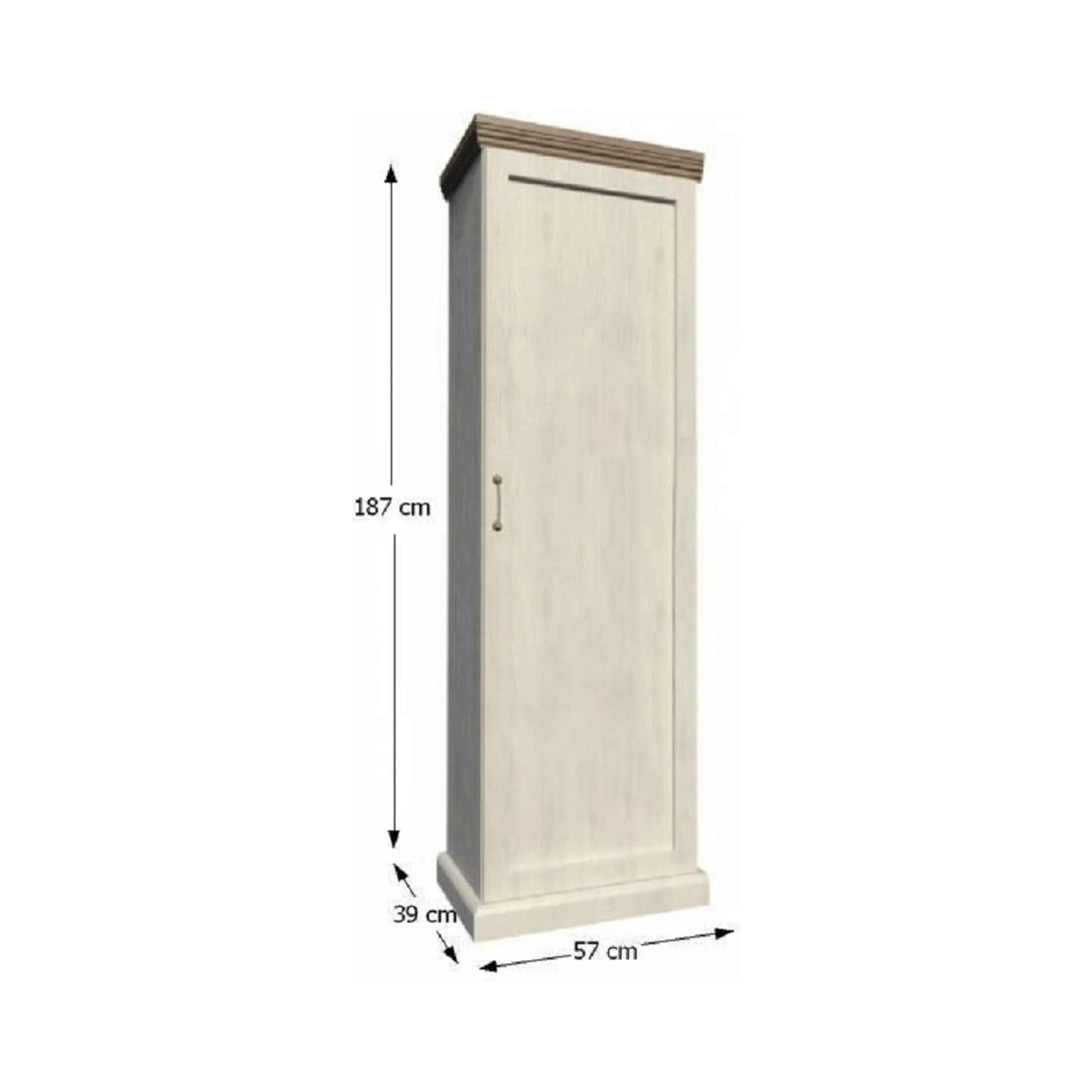 Dulap ROYAL S1D, pin nordic/stejar salbatic, PAL melaminat, cu o usa, 57x39x187 cm