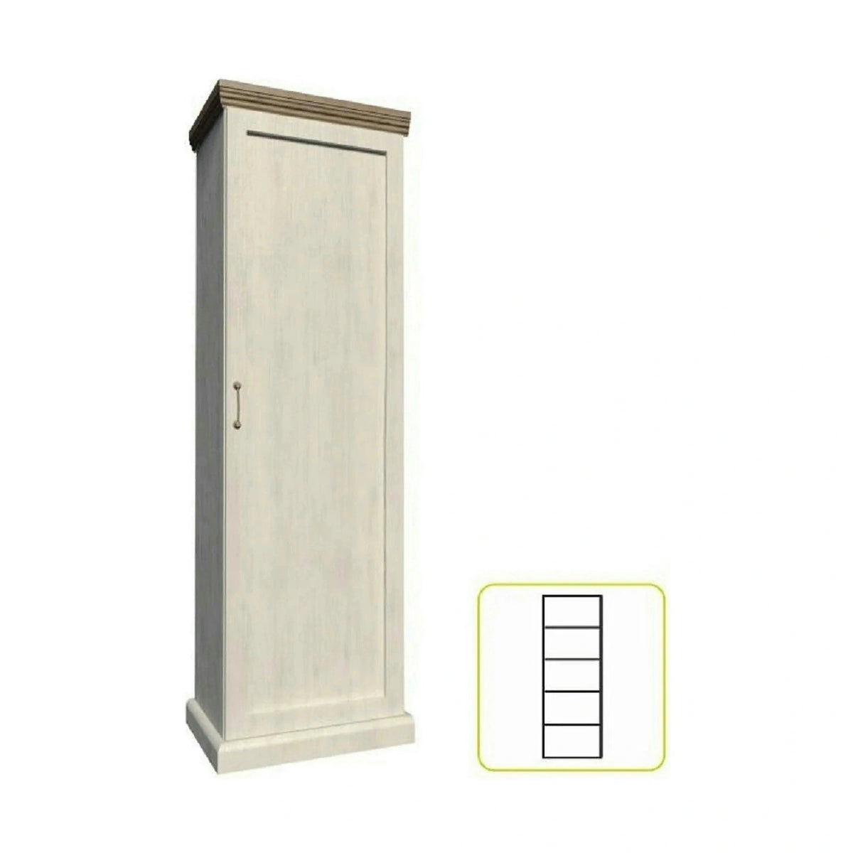 Dulap ROYAL S1D, pin nordic/stejar salbatic, PAL melaminat, cu o usa, 57x39x187 cm