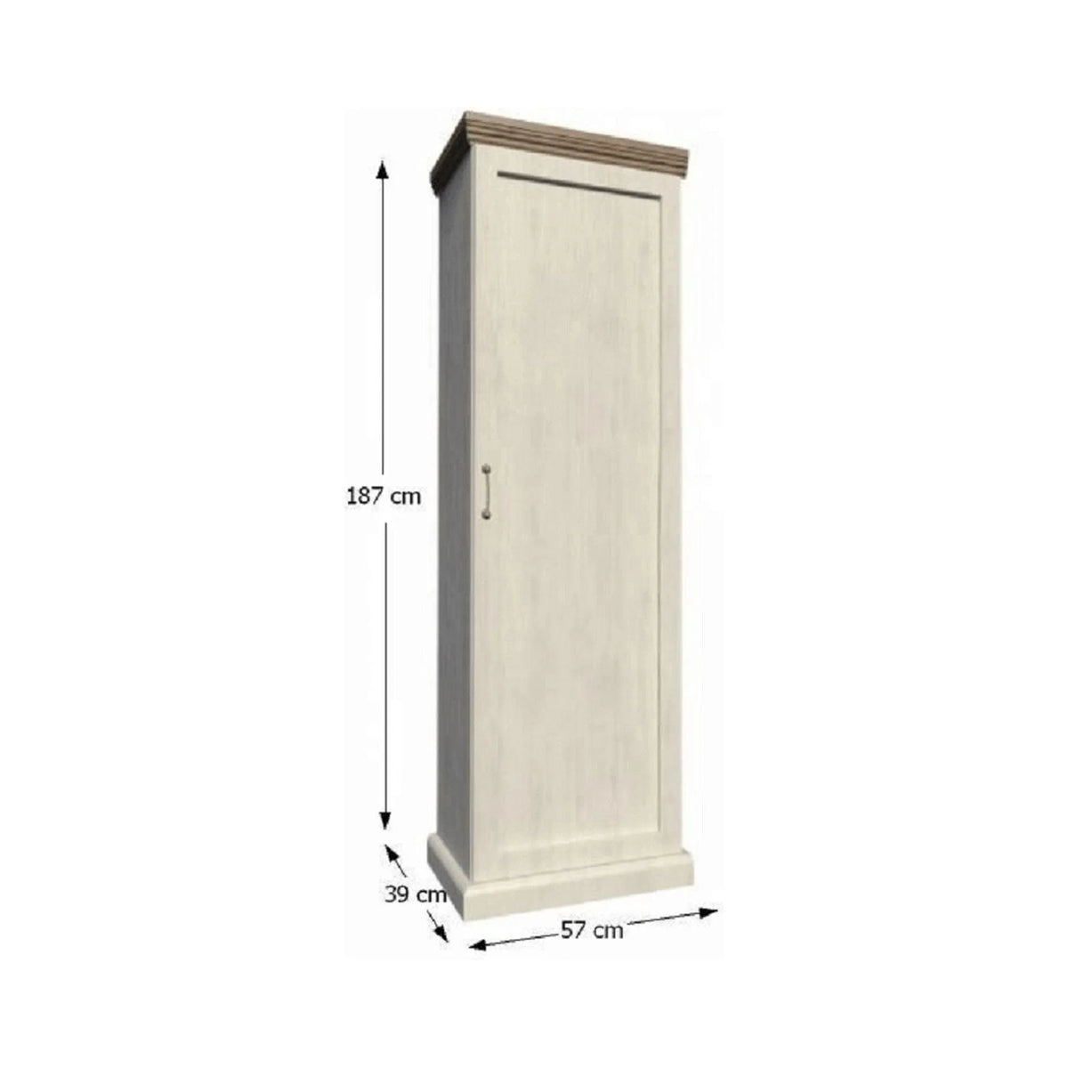 Dulap ROYAL S1D, pin nordic/stejar salbatic, PAL melaminat, cu o usa, 57x39x187 cm
