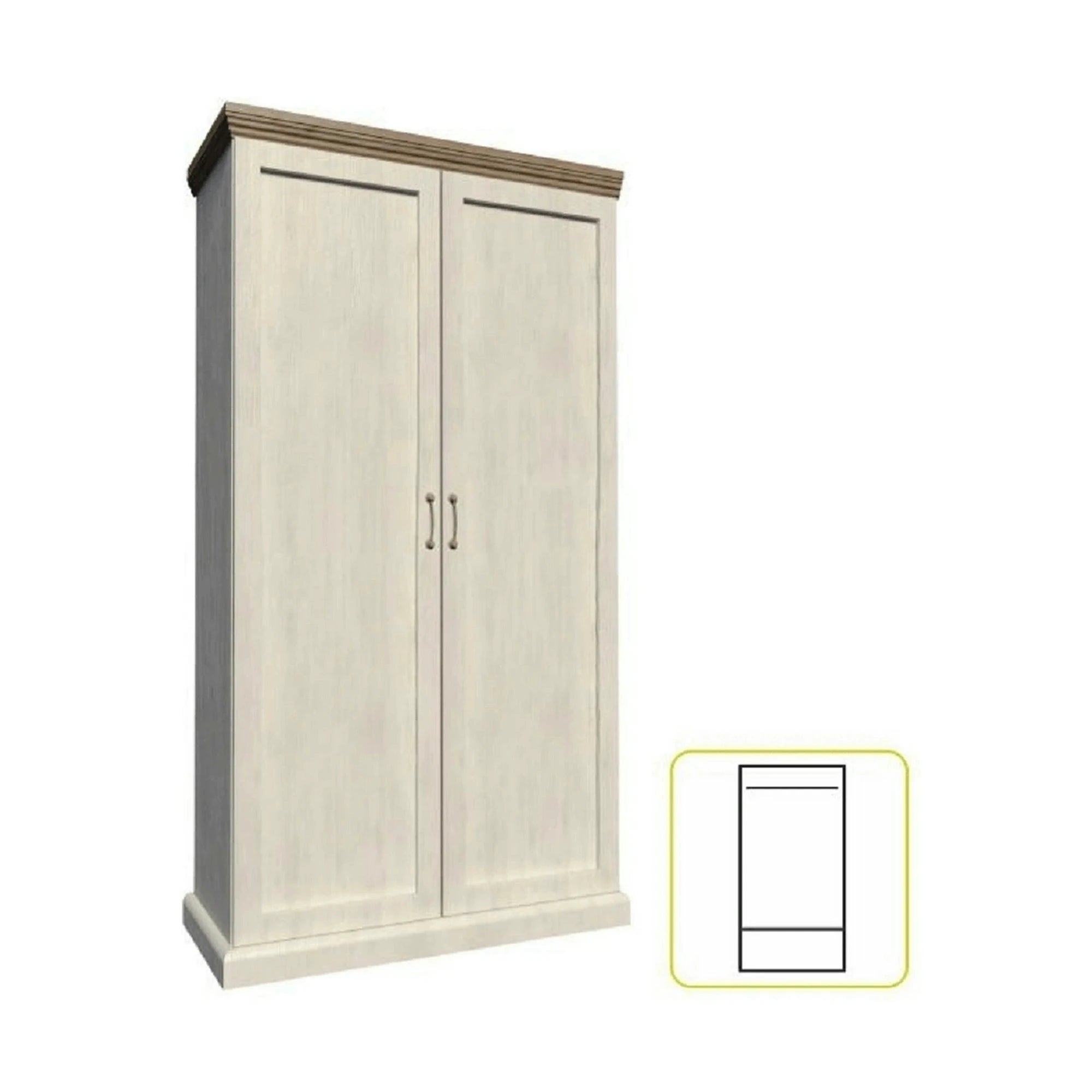 Dulap ROYAL S2D, pin nordic/stejar salbatic, PAL melaminat, cu 2 usi, 97x49x187 cm