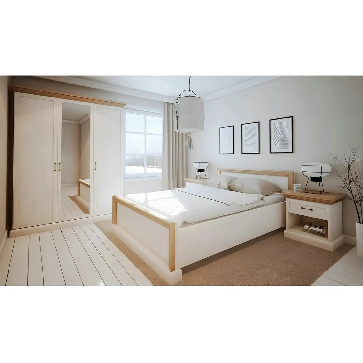 Dulap ROYAL S3D, pin nordic/stejar salbatic, PAL melaminat, cu 3 usi, 154x60x197 cm