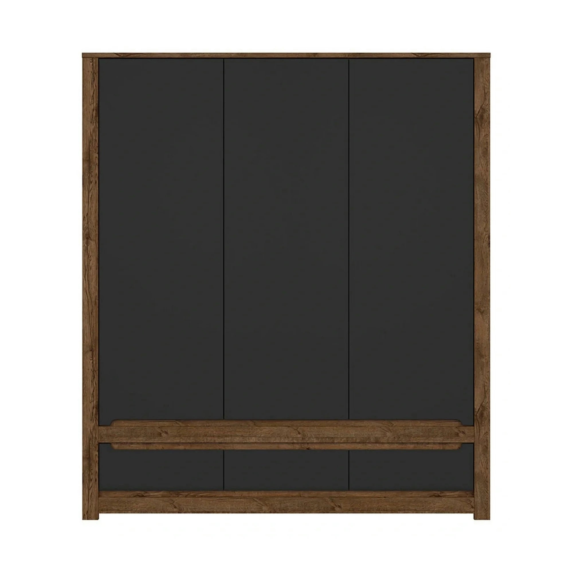 Dulap RUSO, negru mat/stejar, PAL laminat, cu 3 usi si 3 sertare, 179x61x205 cm