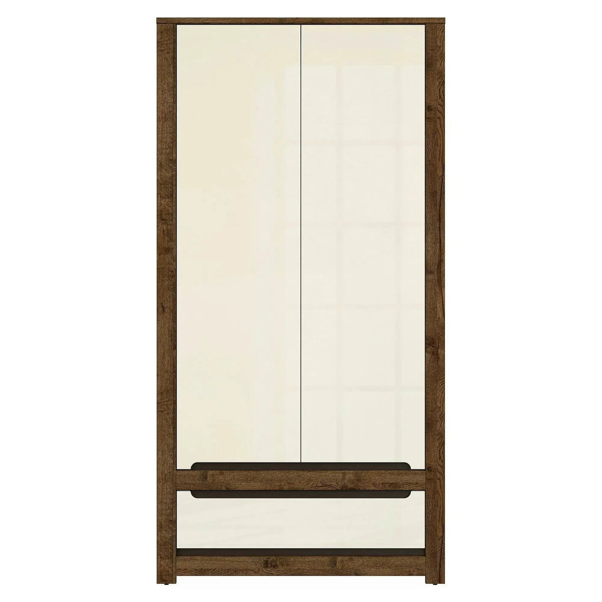 Dulap RUSO, stejar april/alb perla, PAL, cu 2 usi si un sertar, 104x61x205 cm