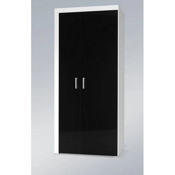 Dulap SAMBA REG-1, negru/alb, PAL laminat, cu 2 usi, 90x55x203 cm