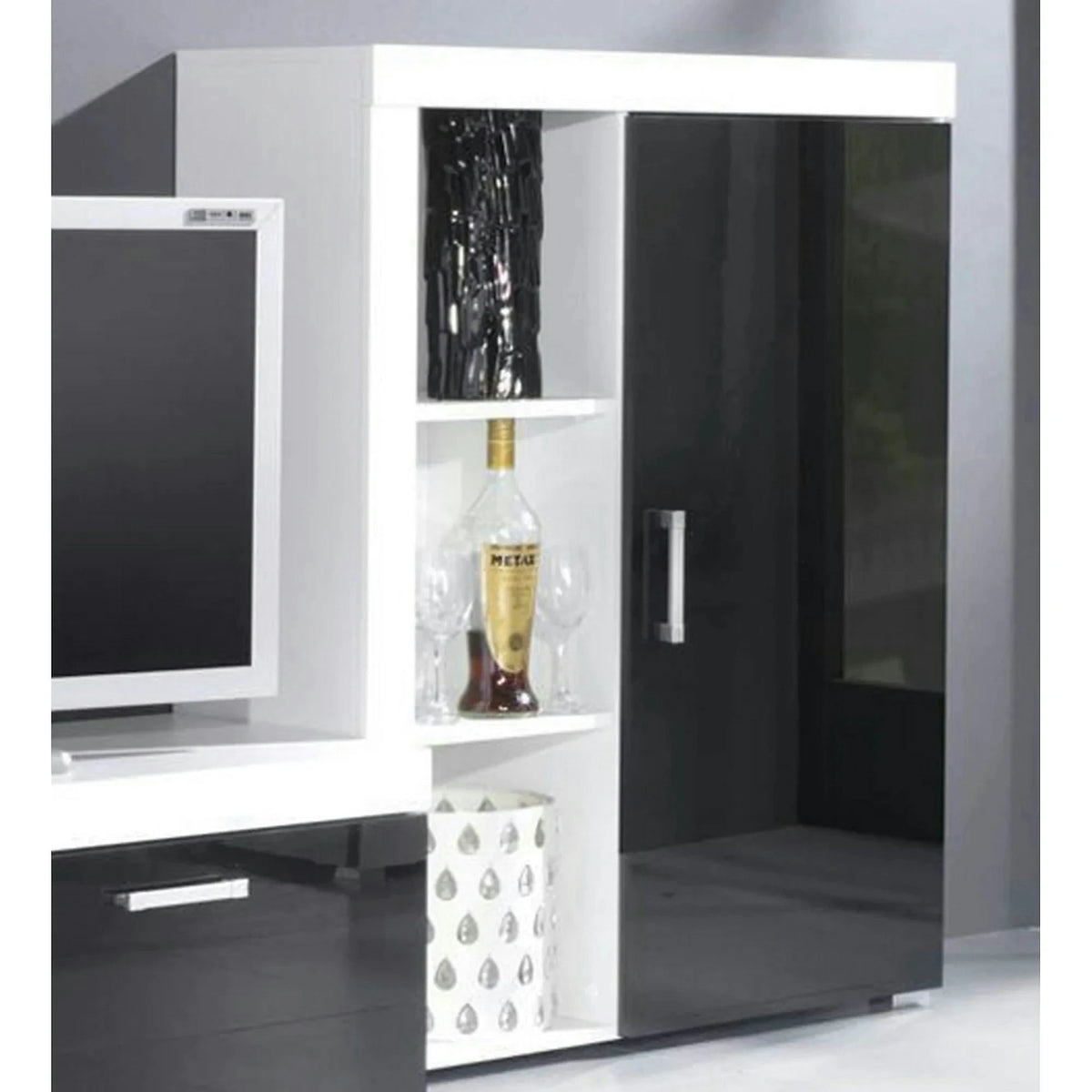 Dulap SAMBA REG-3, alb/negru, PAL laminat, cu o usa, 90x35x114 cm