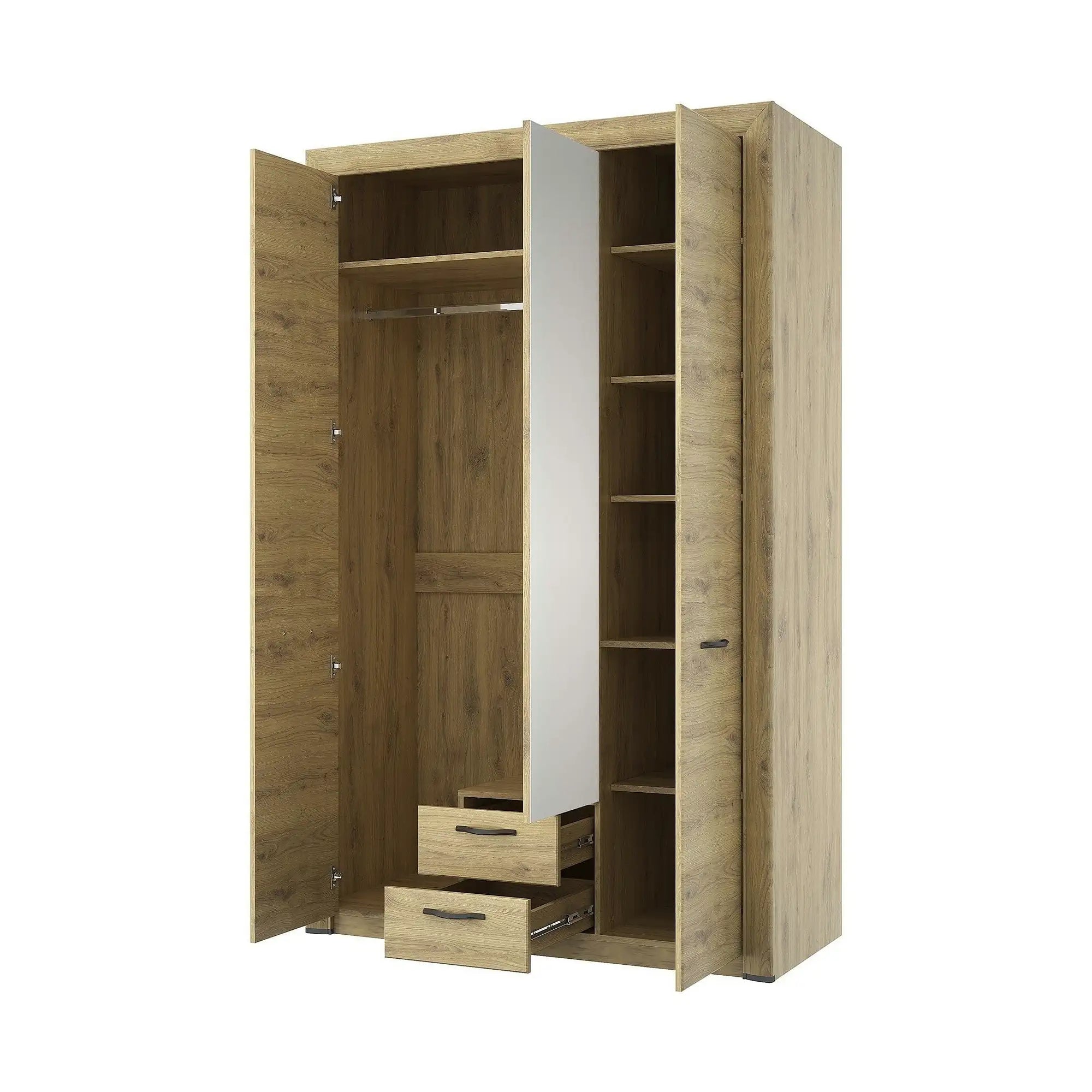 Dulap SAPORI, stejar navarra, PAL laminat, 3 usi si 2 sertare, 136x60x217 cm