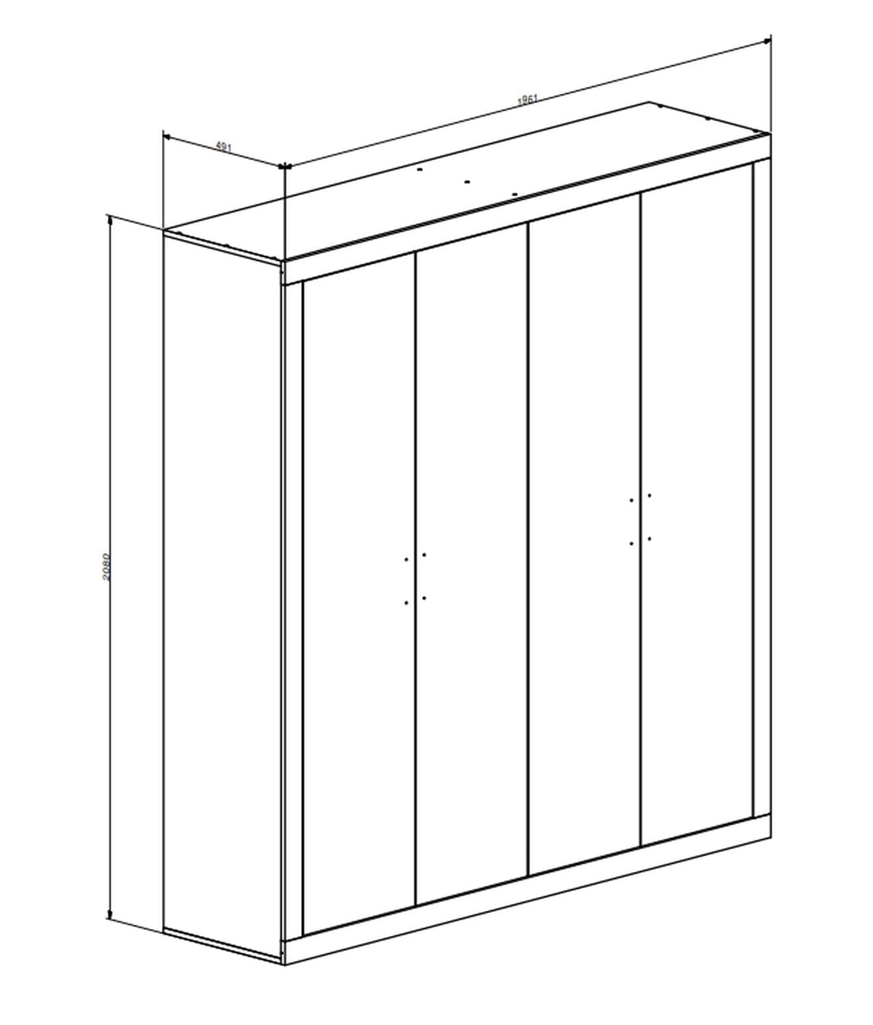 Dulap SARA, stejar sonoma/casmir, PAL, cu 4 usi, 196x49x208 cm