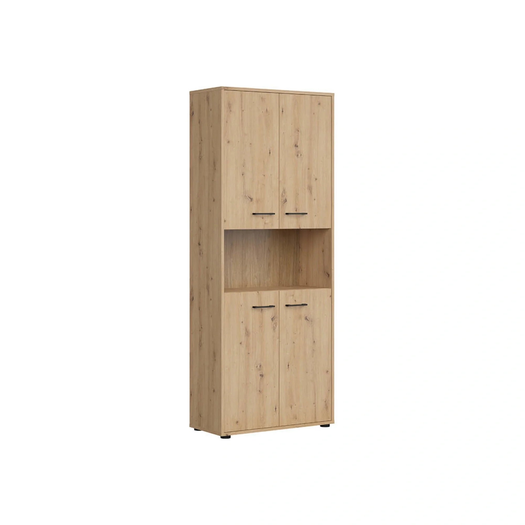 Dulap SPACE OFFICE, stejar artisan, PAL, cu 4 usi, 80x37x203 cm