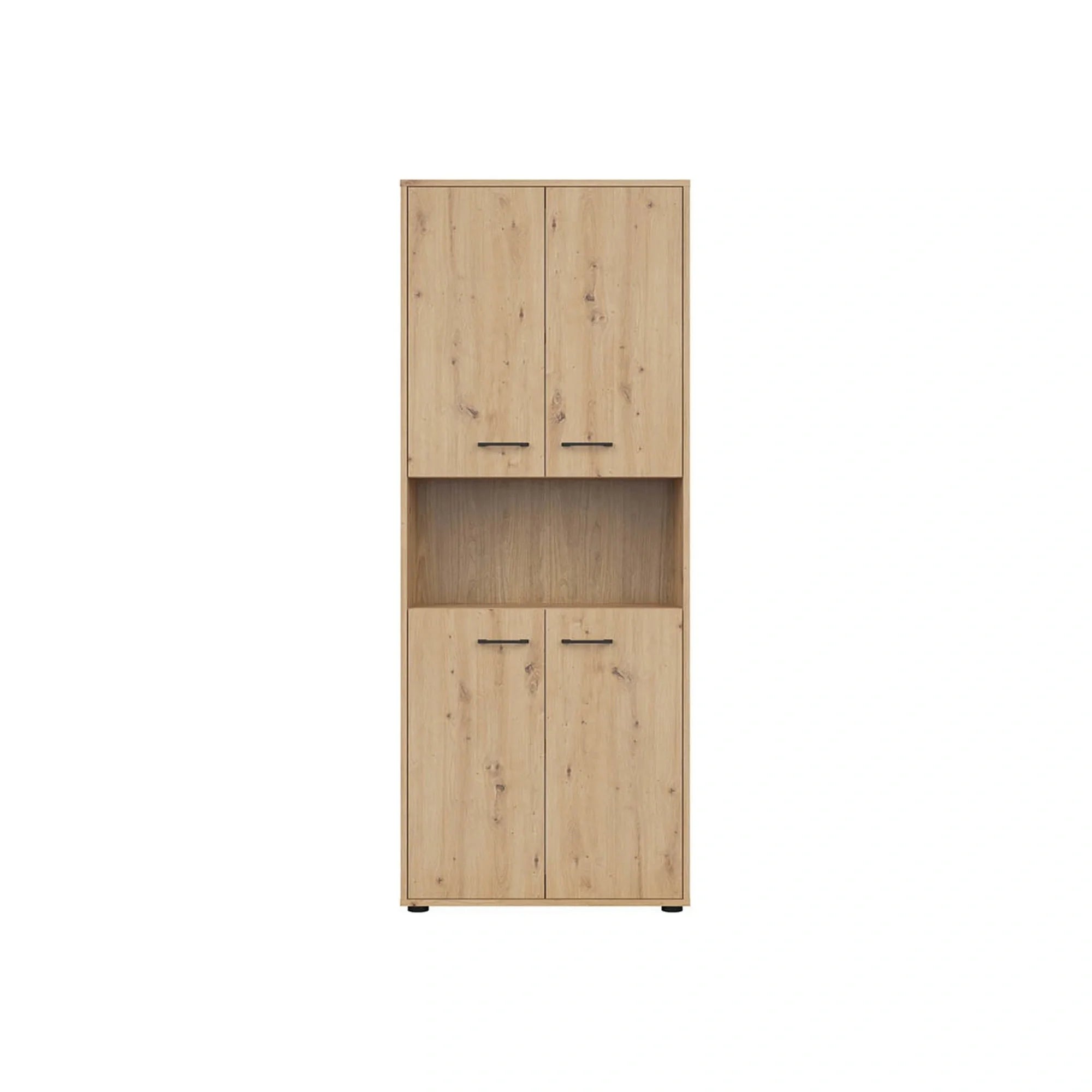 Dulap SPACE OFFICE, stejar artisan, PAL, cu 4 usi, 80x37x203 cm