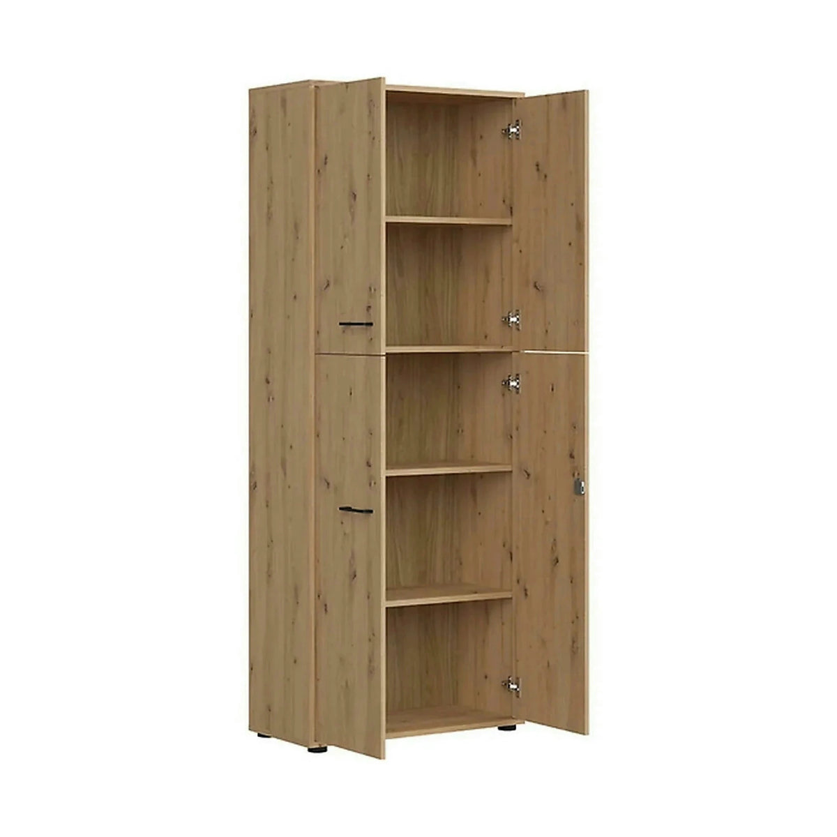 Dulap SPACE OFFICE, stejar artisan, PAL laminat, cu 4 usi, 80x37x203 cm