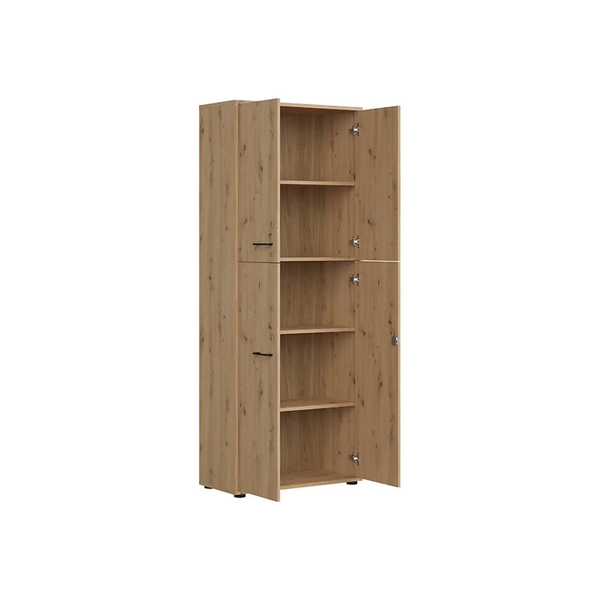 Dulap SPACE OFFICE, stejar artisan, PAL laminat, cu 4 usi, 80x37x203 cm