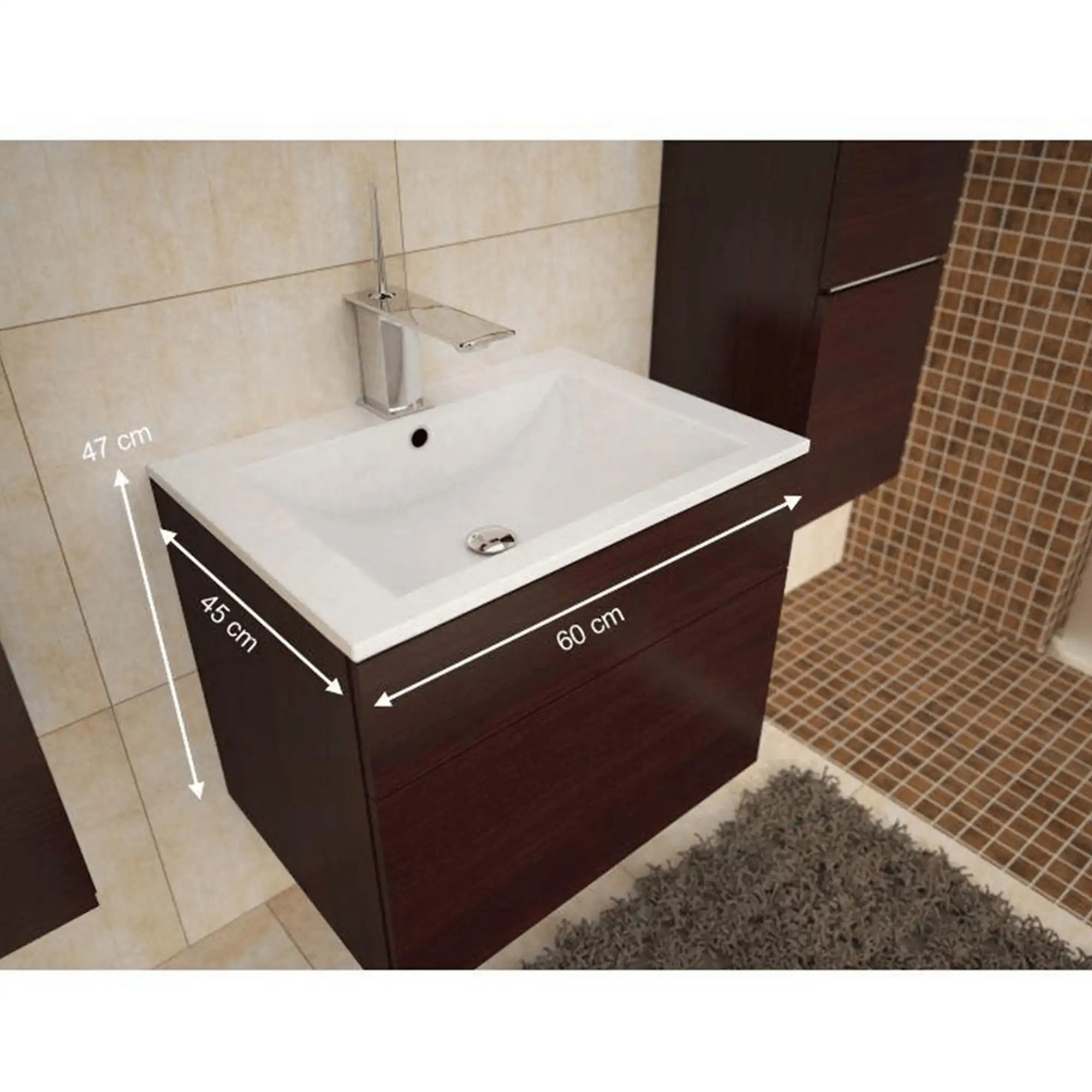 Dulap sub chiuveta MASON WE13, wenge, DTD laminat, 60x45x47 cm