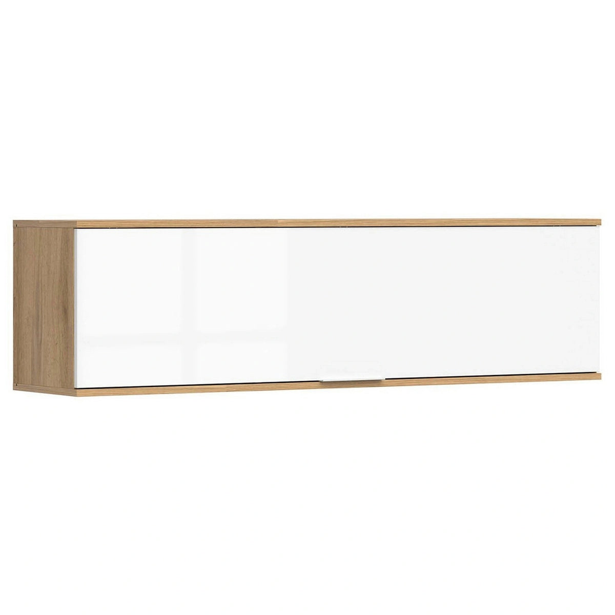 Dulap suspendat ZELE, stejar wotan/alb lucios, PAL laminat, 135x31x37 cm