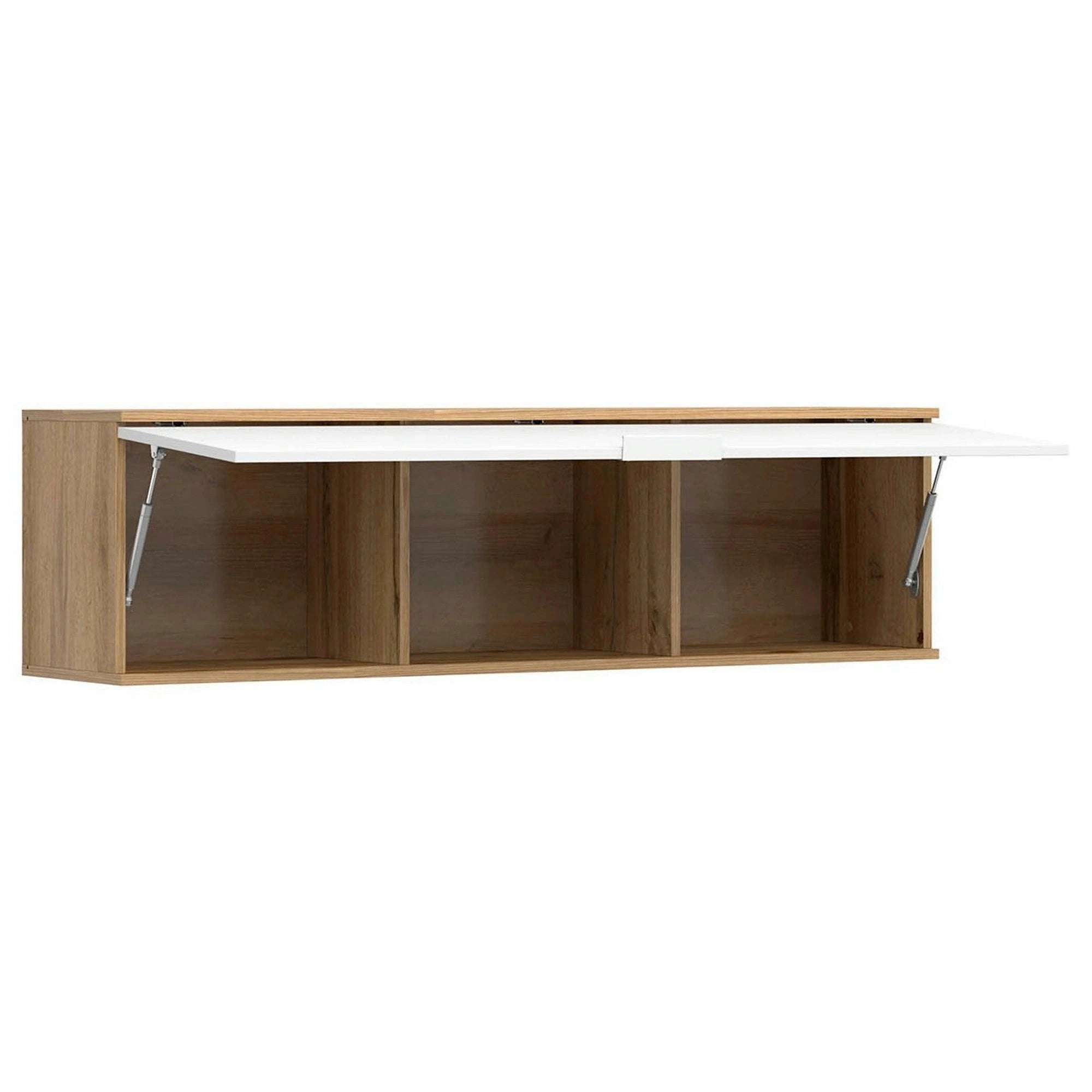 Dulap suspendat ZELE, stejar wotan/alb lucios, PAL laminat, 135x31x37 cm