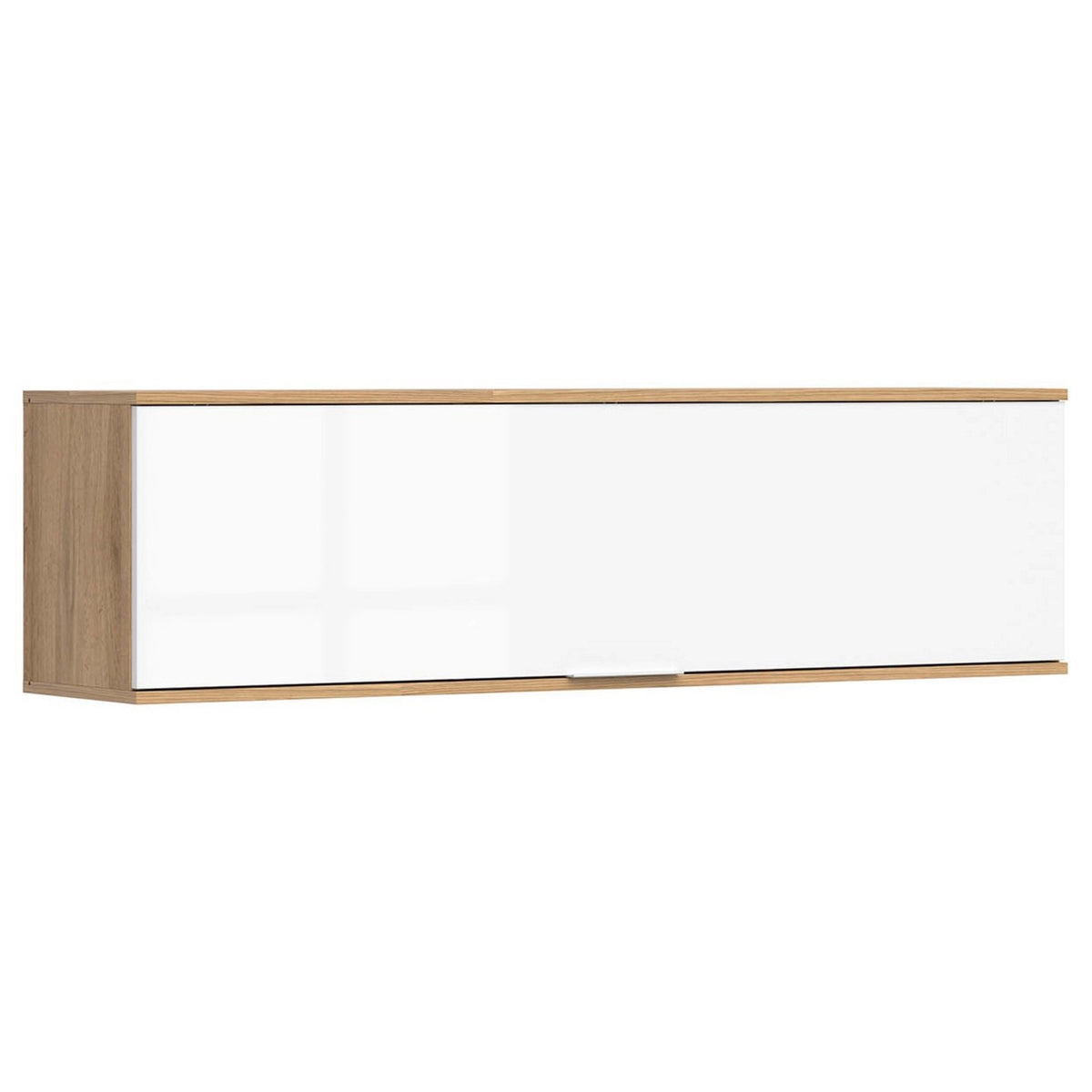 Dulap suspendat ZELE, stejar wotan/alb lucios, PAL laminat, 135x31x37 cm
