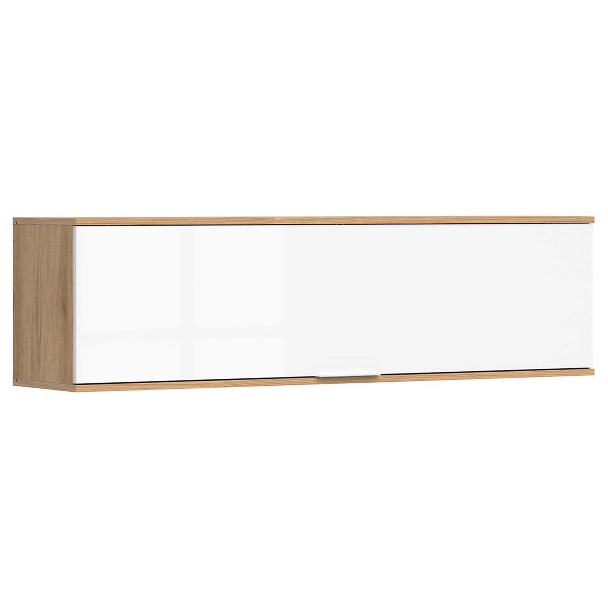 Dulap suspendat ZELE, stejar wotan/alb lucios, PAL laminat, 135x31x37 cm