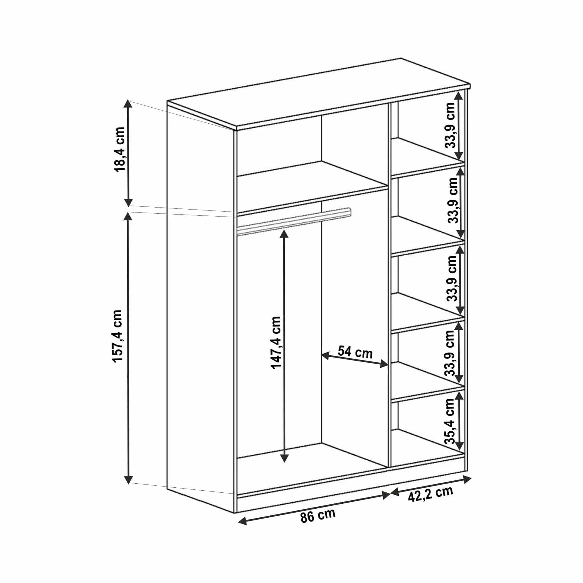 Dulap TEDY Typ T15, stejar lefkas, PAL melaminat, cu 3 usi, 135x57x190 cm