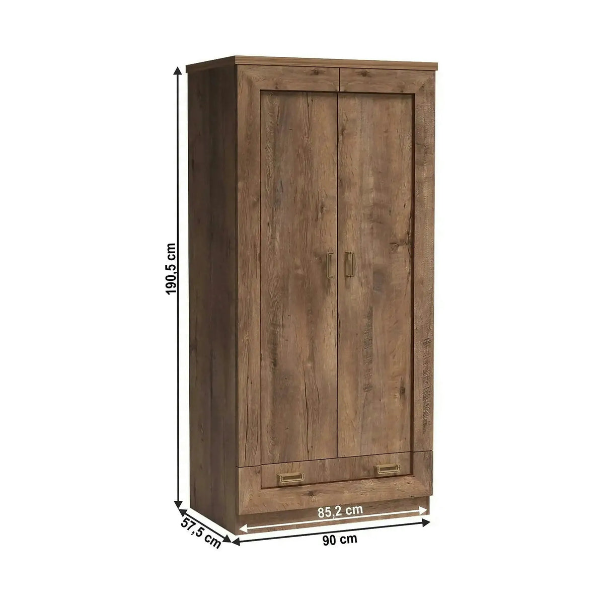 Dulap TEDY Typ T7, stejar lefkas, PAL melaminat, cu 2 usi, 90x57x190 cm