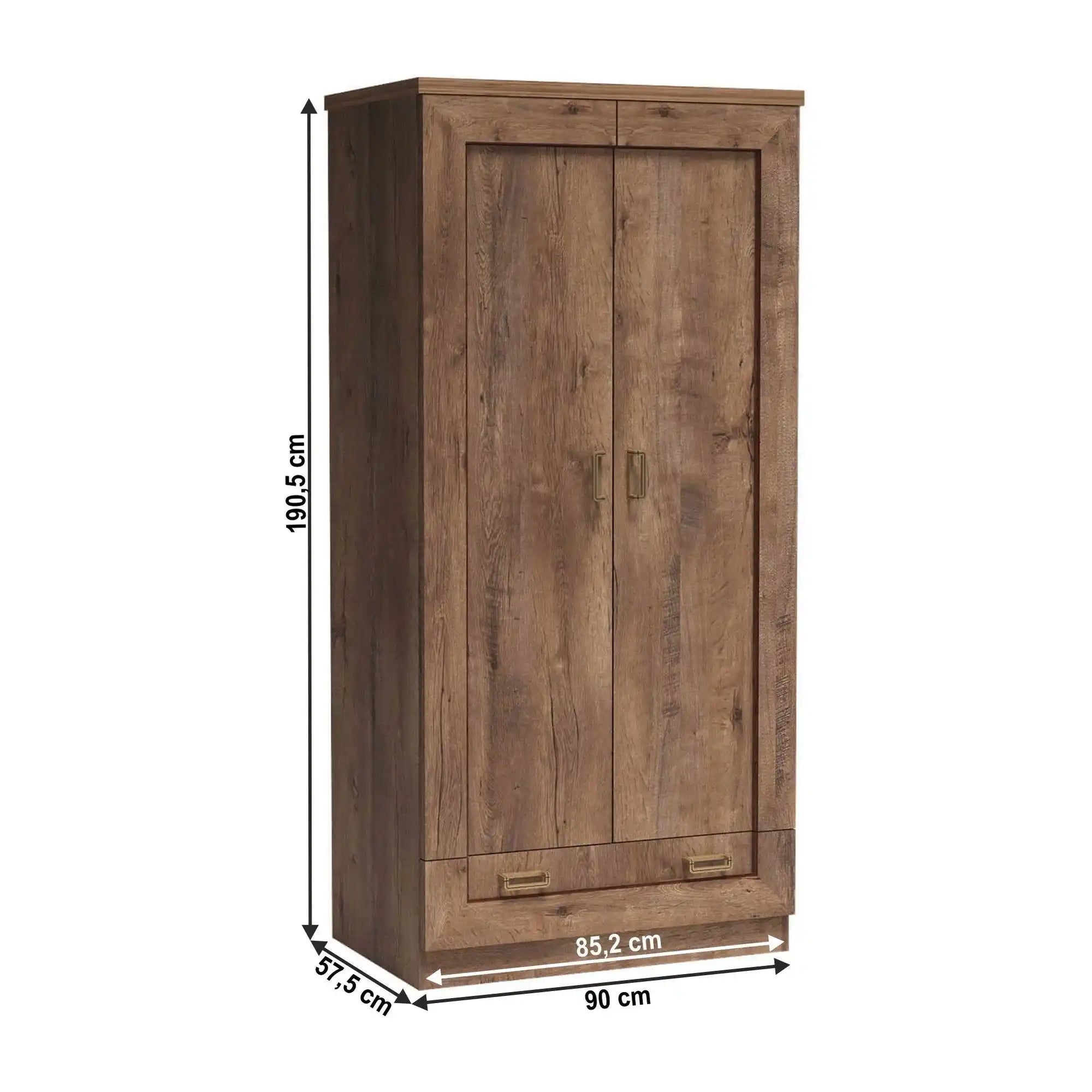 Dulap TEDY Typ T7, stejar lefkas, PAL melaminat, cu 2 usi, 90x57x190 cm