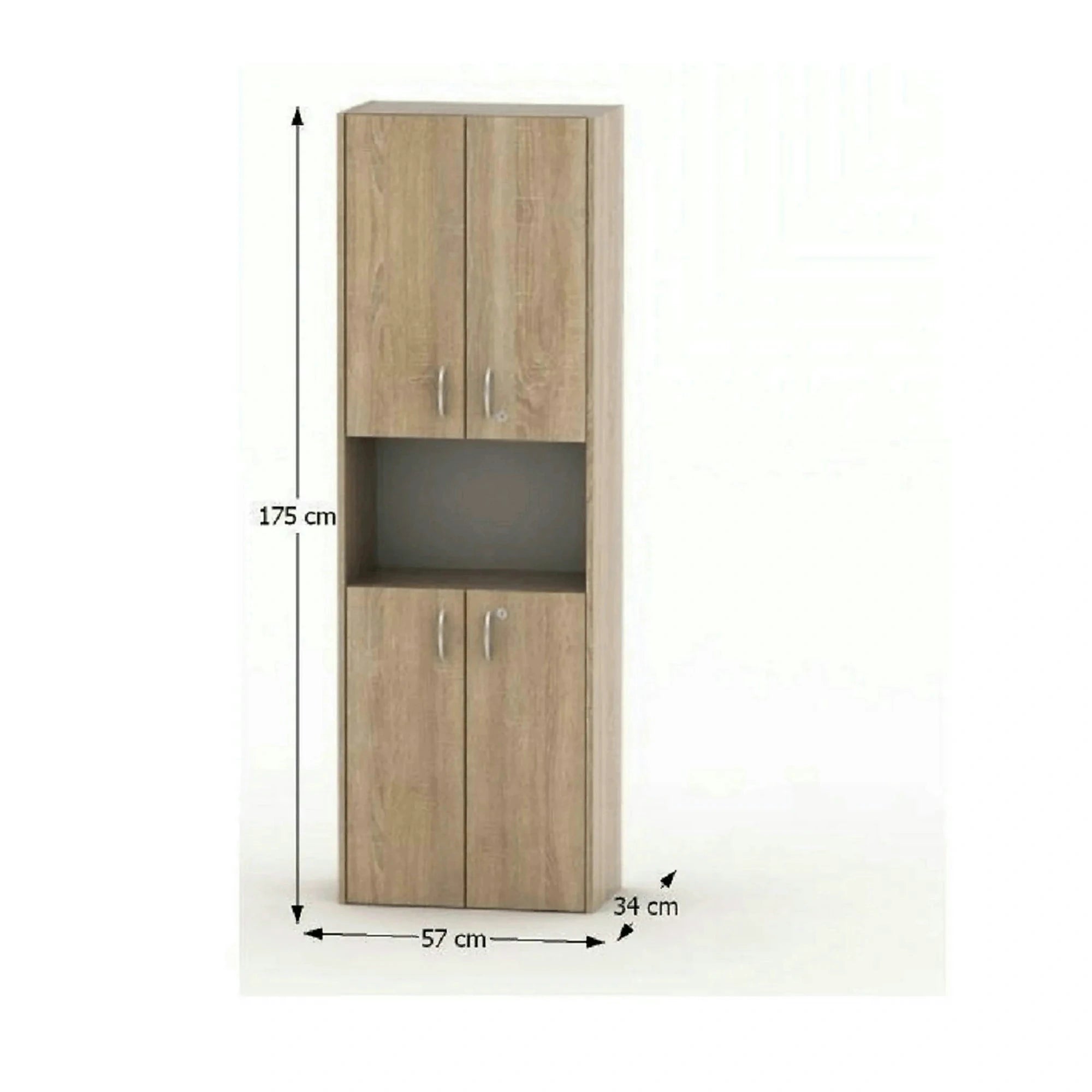 Dulap TEMPO ASISTENT NEW 003, stejar sonoma, PAL melaminat, cu 4 usi, 57x34x175 cm