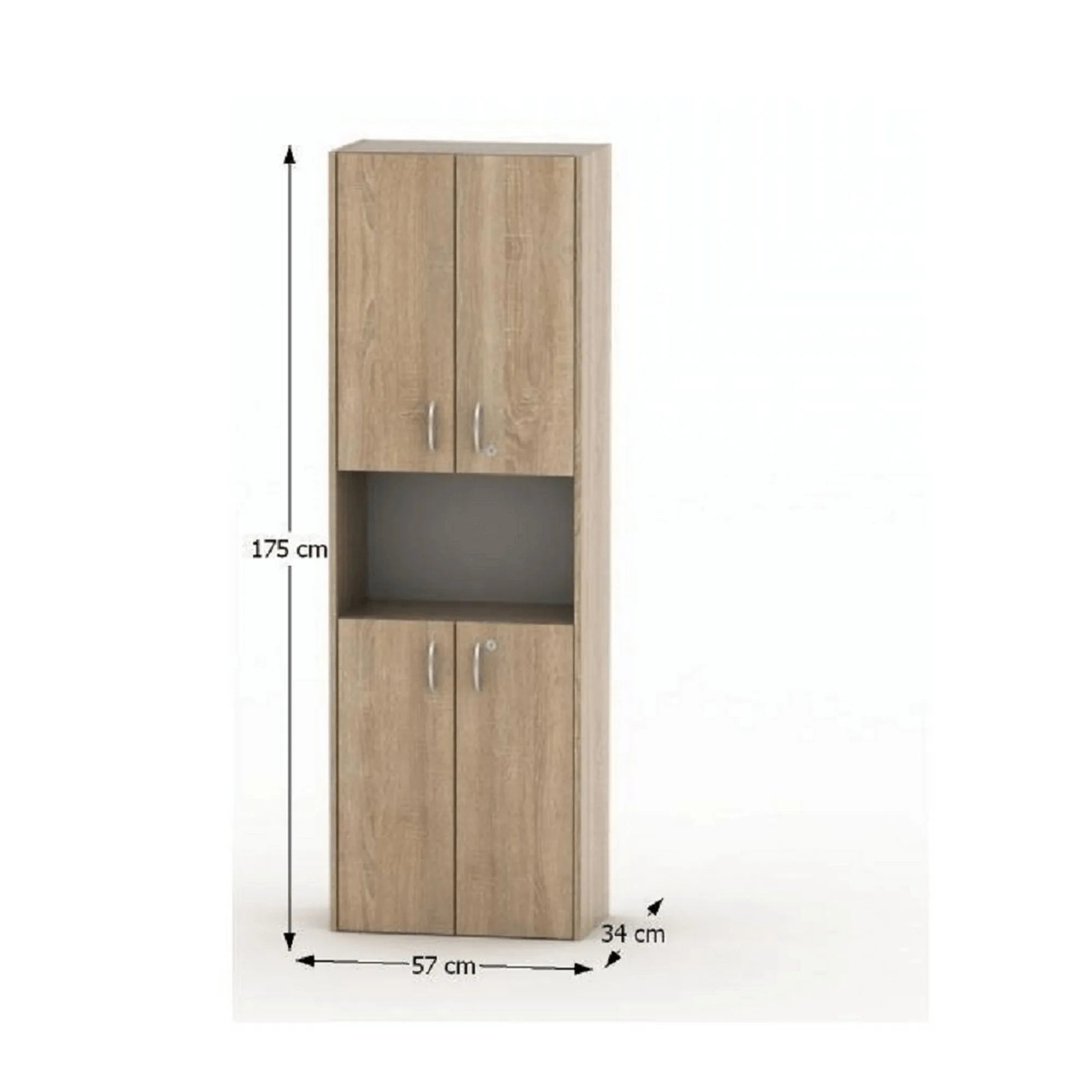 Dulap TEMPO ASISTENT NEW 003, stejar sonoma, PAL melaminat, cu 4 usi, 57x34x175 cm