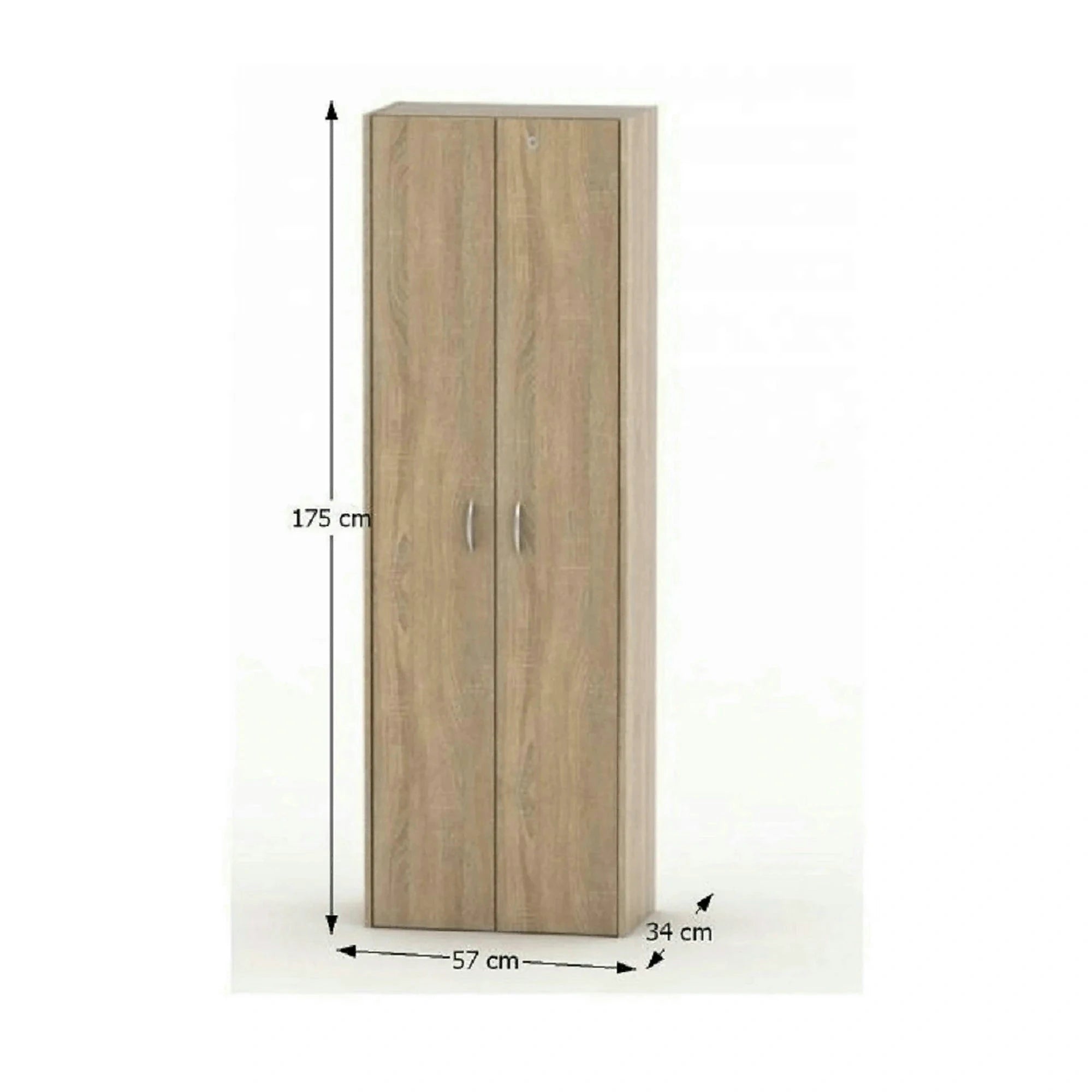 Dulap TEMPO ASISTENT NEW 006, stejar sonoma, PAL melaminat, cu 2 usi, 57x34x175 cm
